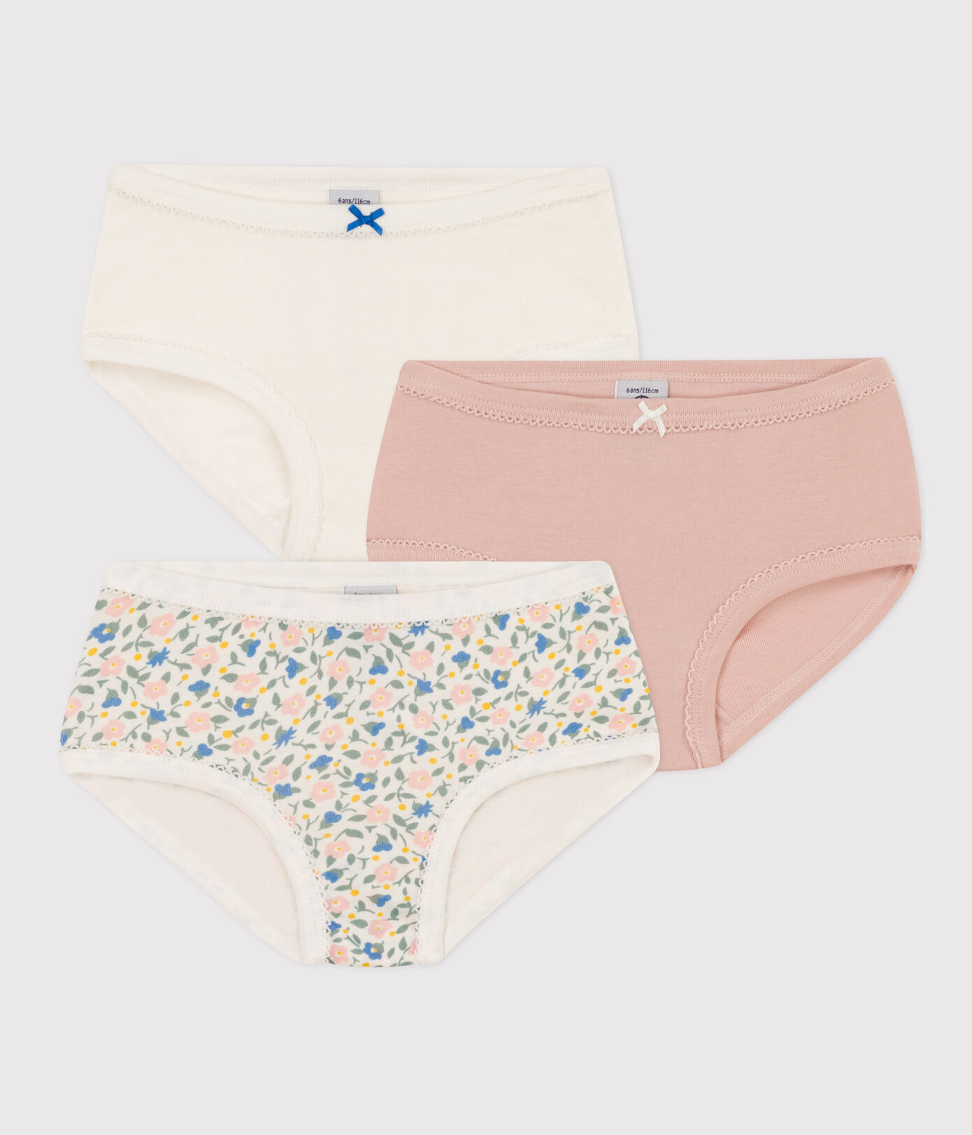 Lot de 3 culottes fleurs en coton petite fille