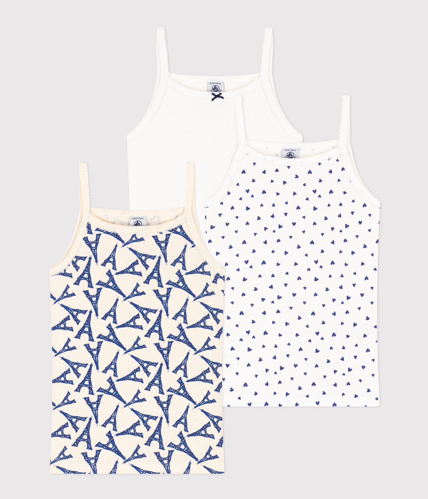 Lot de 3 chemises à bretelles Paris en coton petite fille