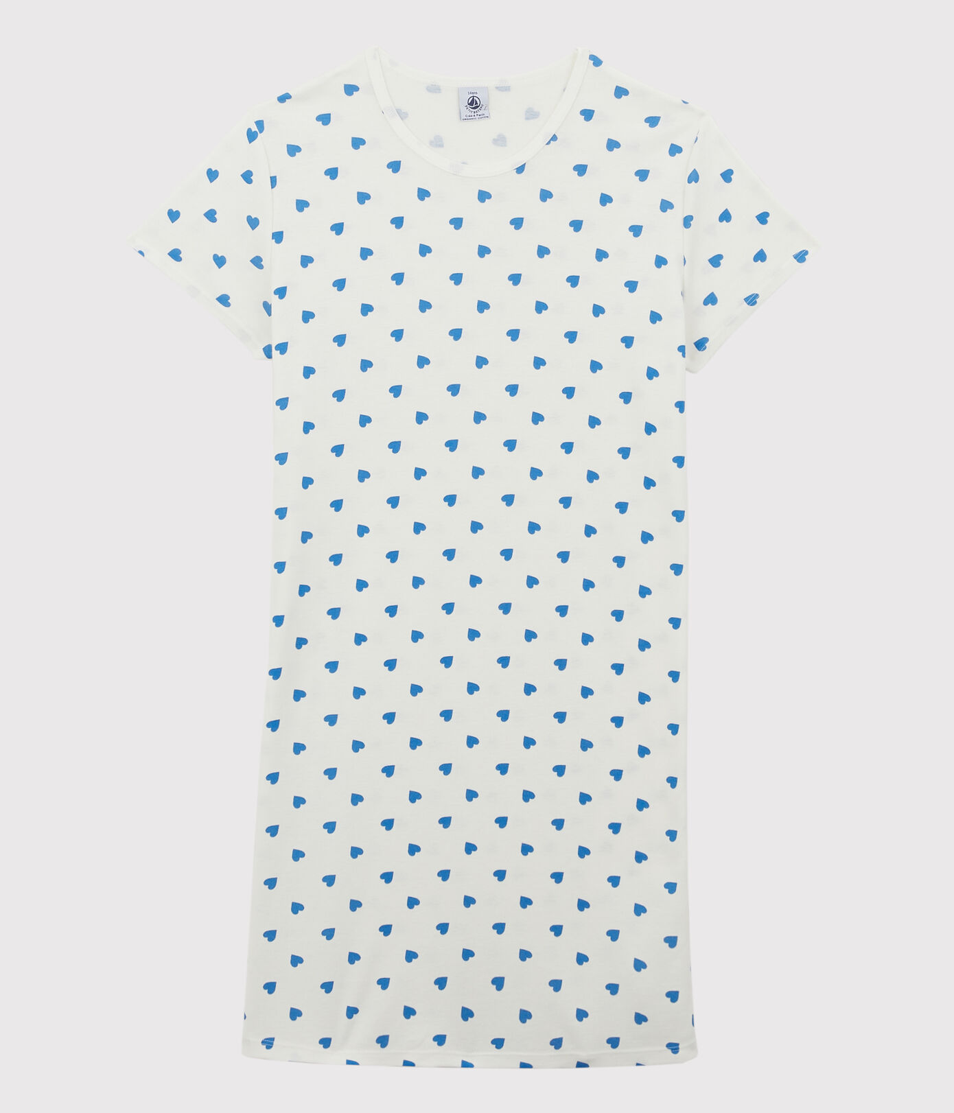 Chemise de nuit manches courtes fille curs bleus en coton