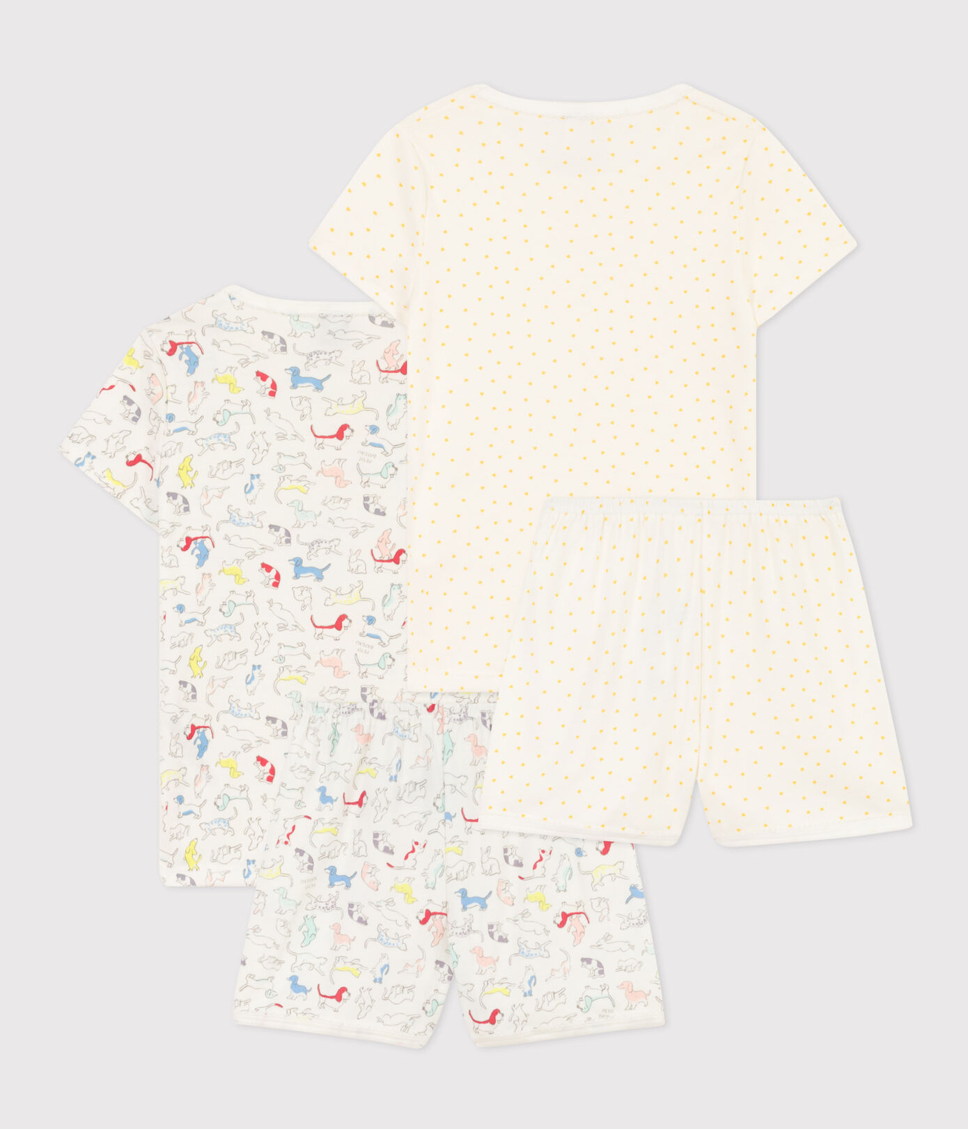 Lot de 2 pyjacourts animaux en coton petite fille