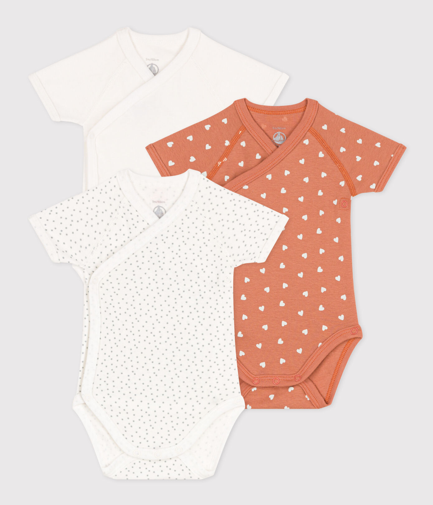 LOT DE 3 BODIES MANCHES COURTES BB EN COTON