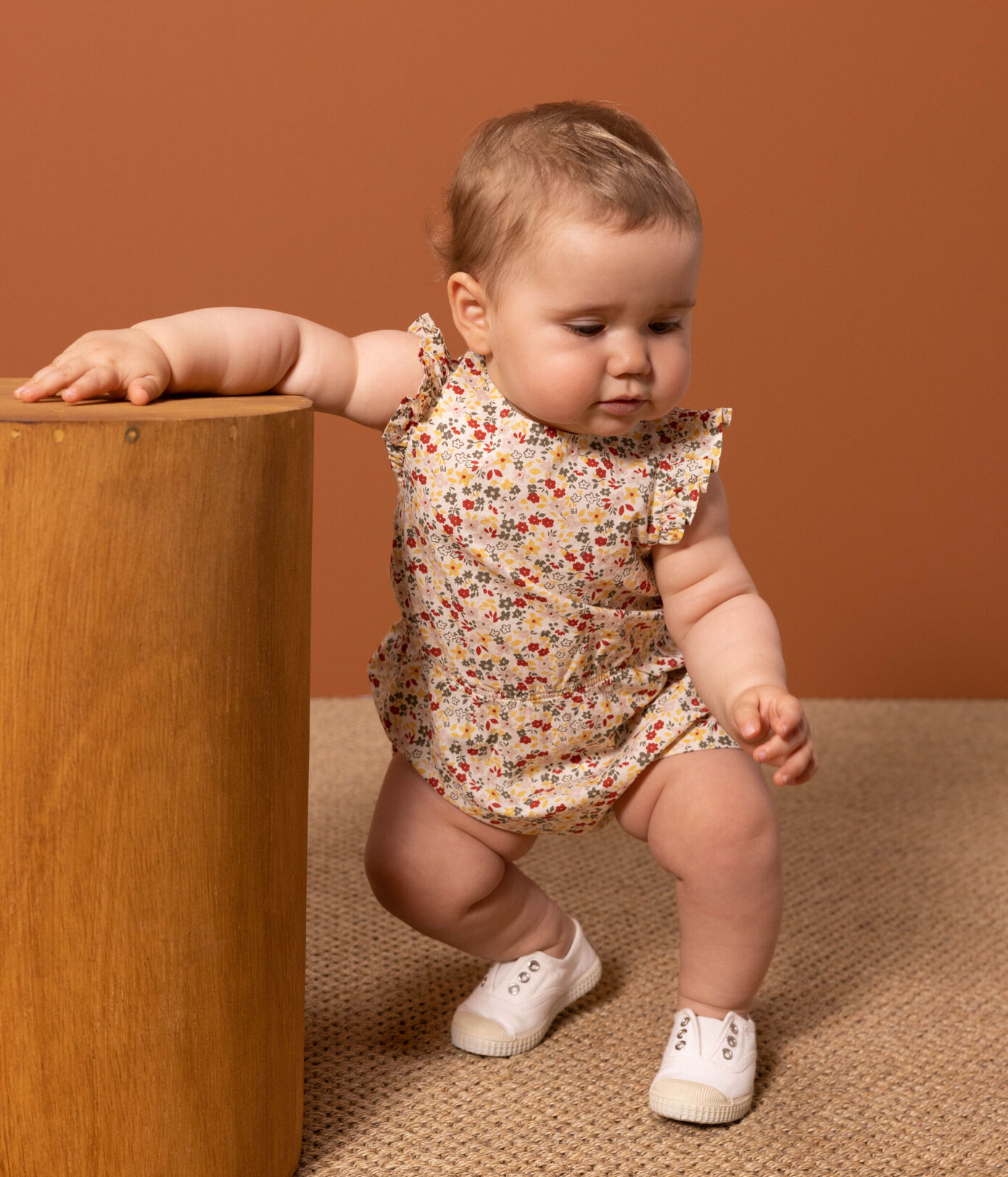 Combinaison courte bébé en popeline imprimée