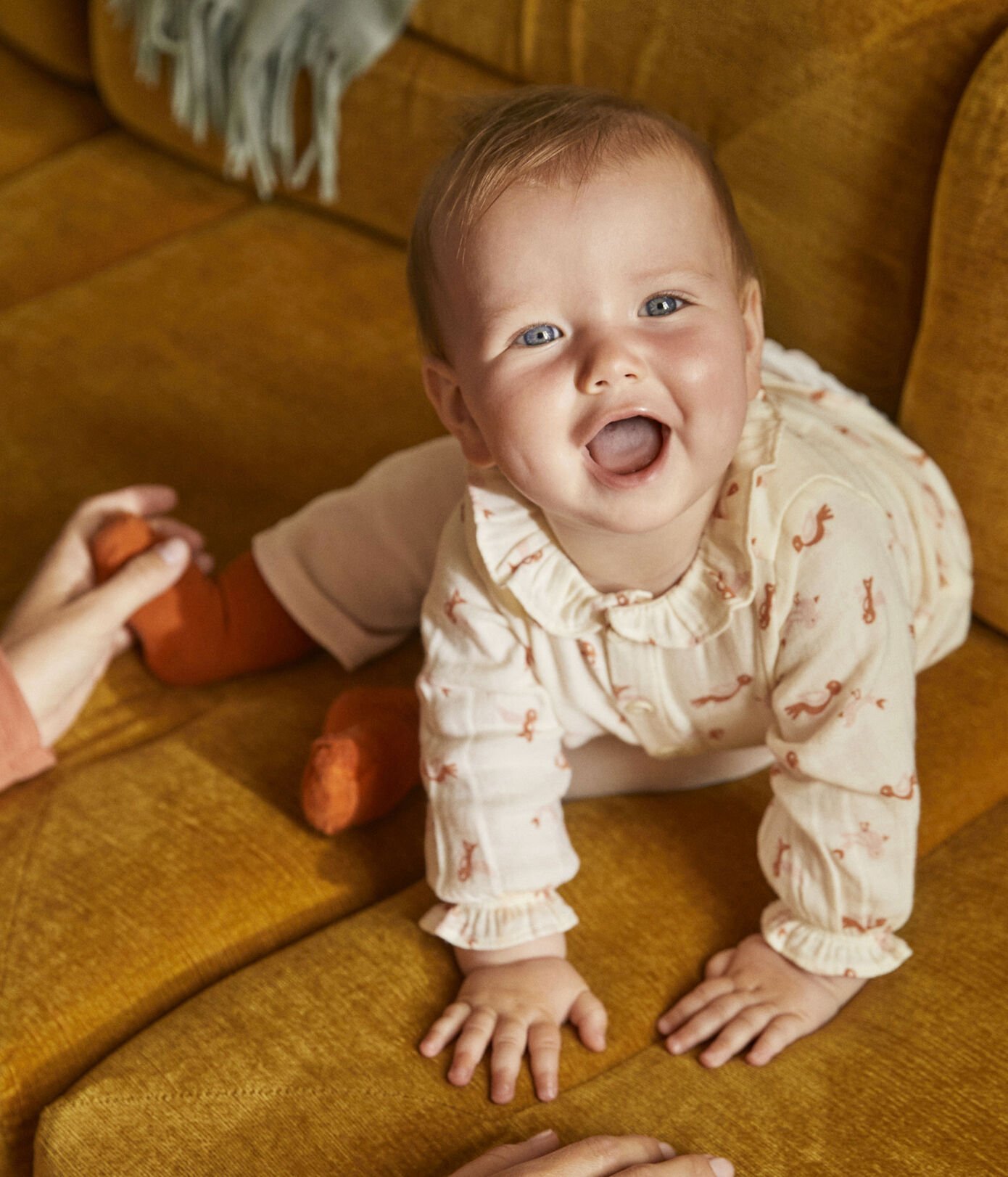 Blouse bébé imprimée oiseaux en gaze de coton