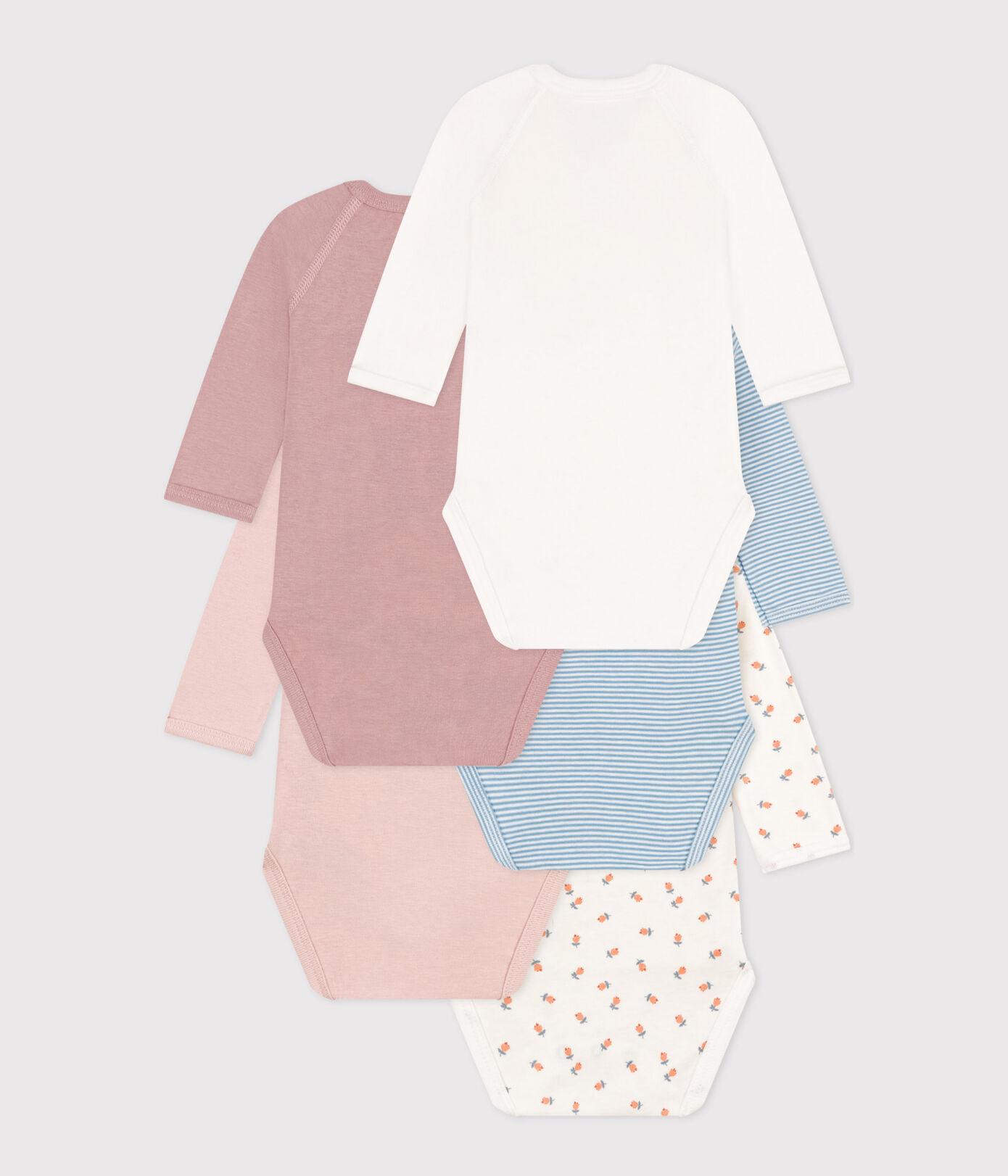 Lot de 5 bodies croisés manches longues en coton