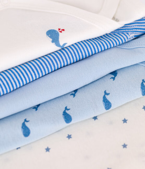 Lot de 5 bodies croisés manches longues en coton imprimé bébé