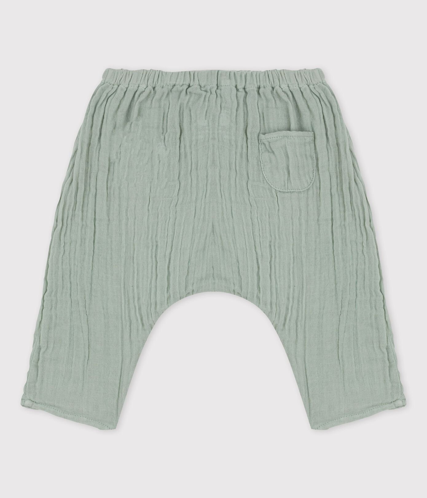 Pantalon sarouel uni en gaze de coton bio bébé