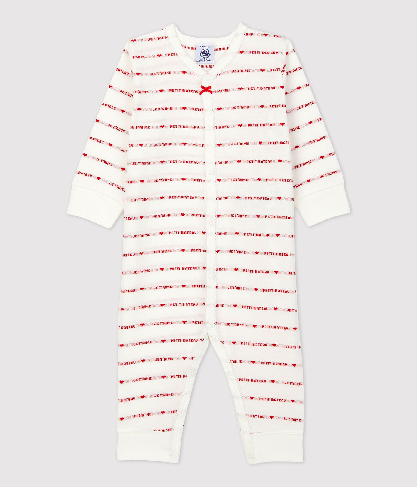 Dors-bien bébé sans pied Petit Bateau je t'aime en coton biologique
