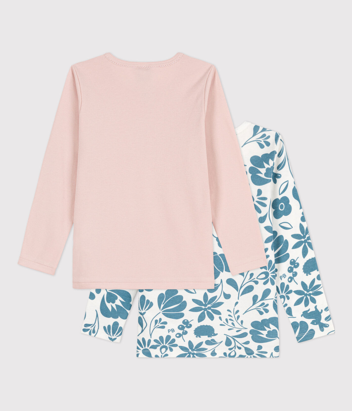 Lot de 2 tee-shirts manches longues fleur petite fille en coton