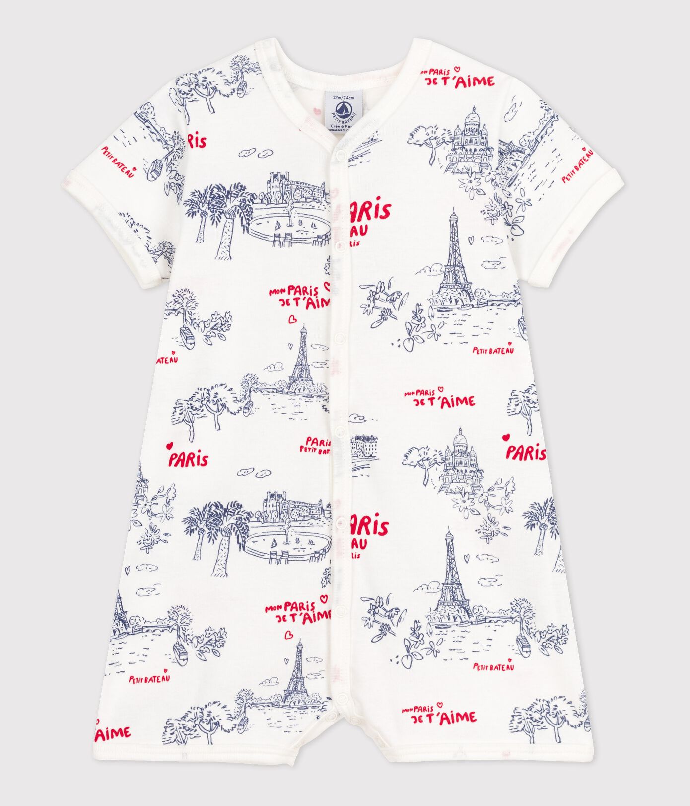 Combinaison courte Paris bébé en coton