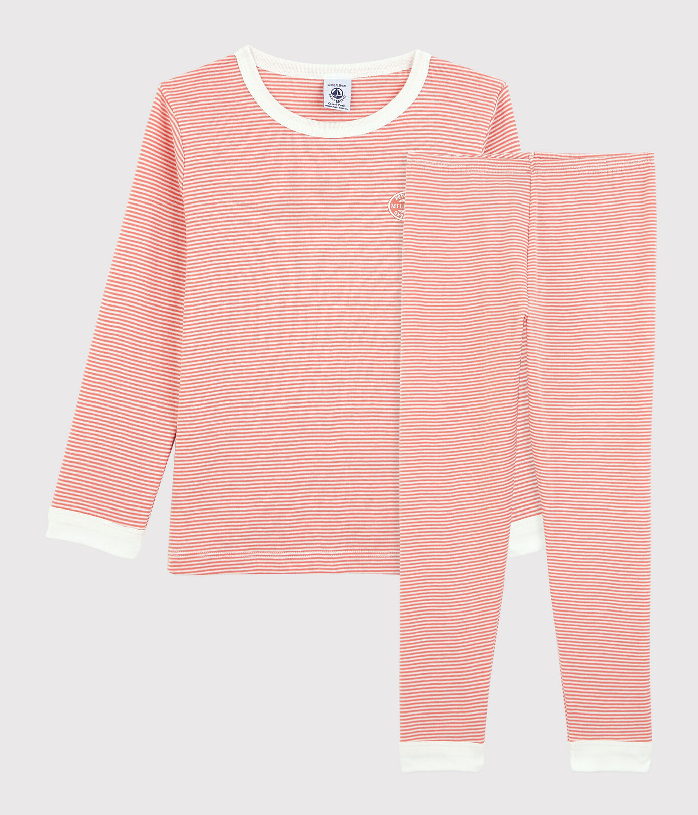 Pyjama rayé milleraies petite fille/petit garon en coton biologique