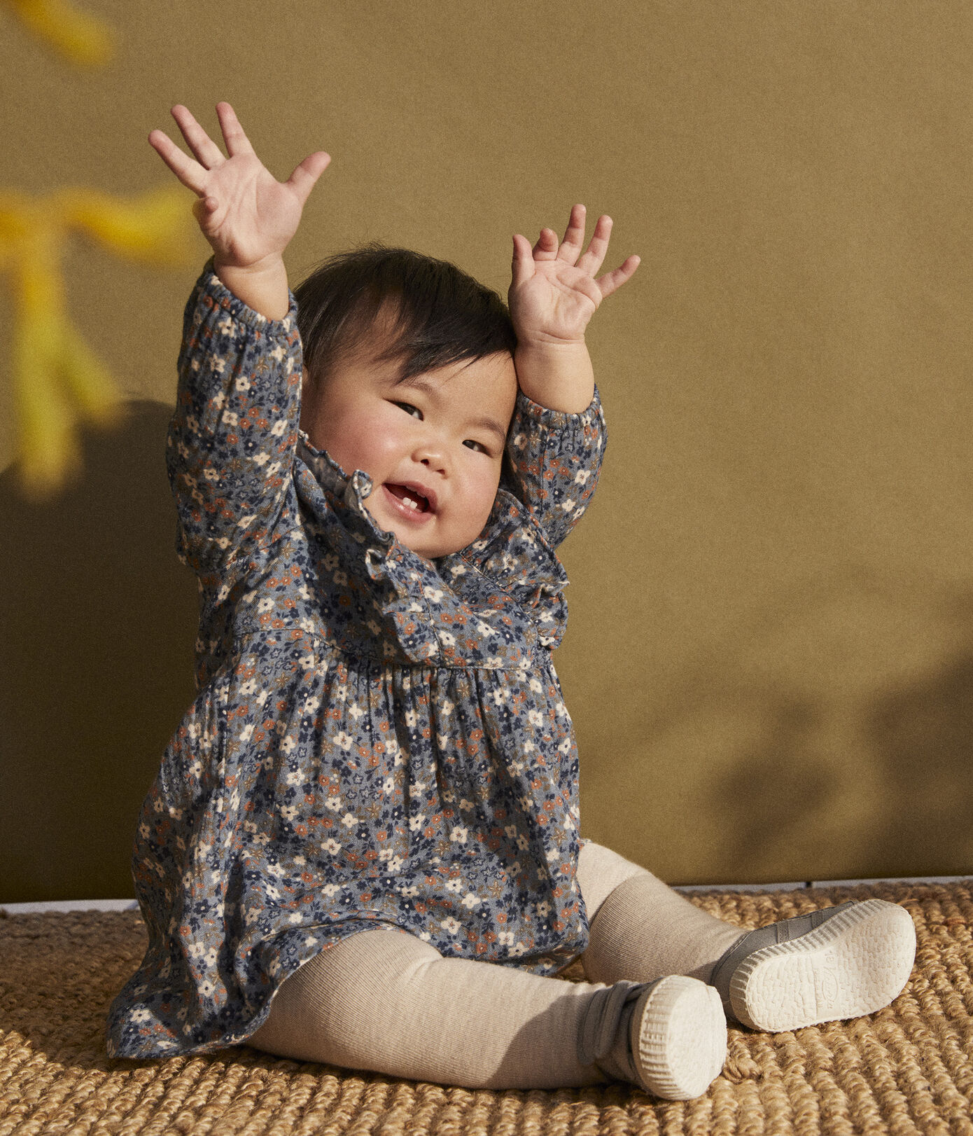 Robe manches longues bébé en gaze de coton imprimée