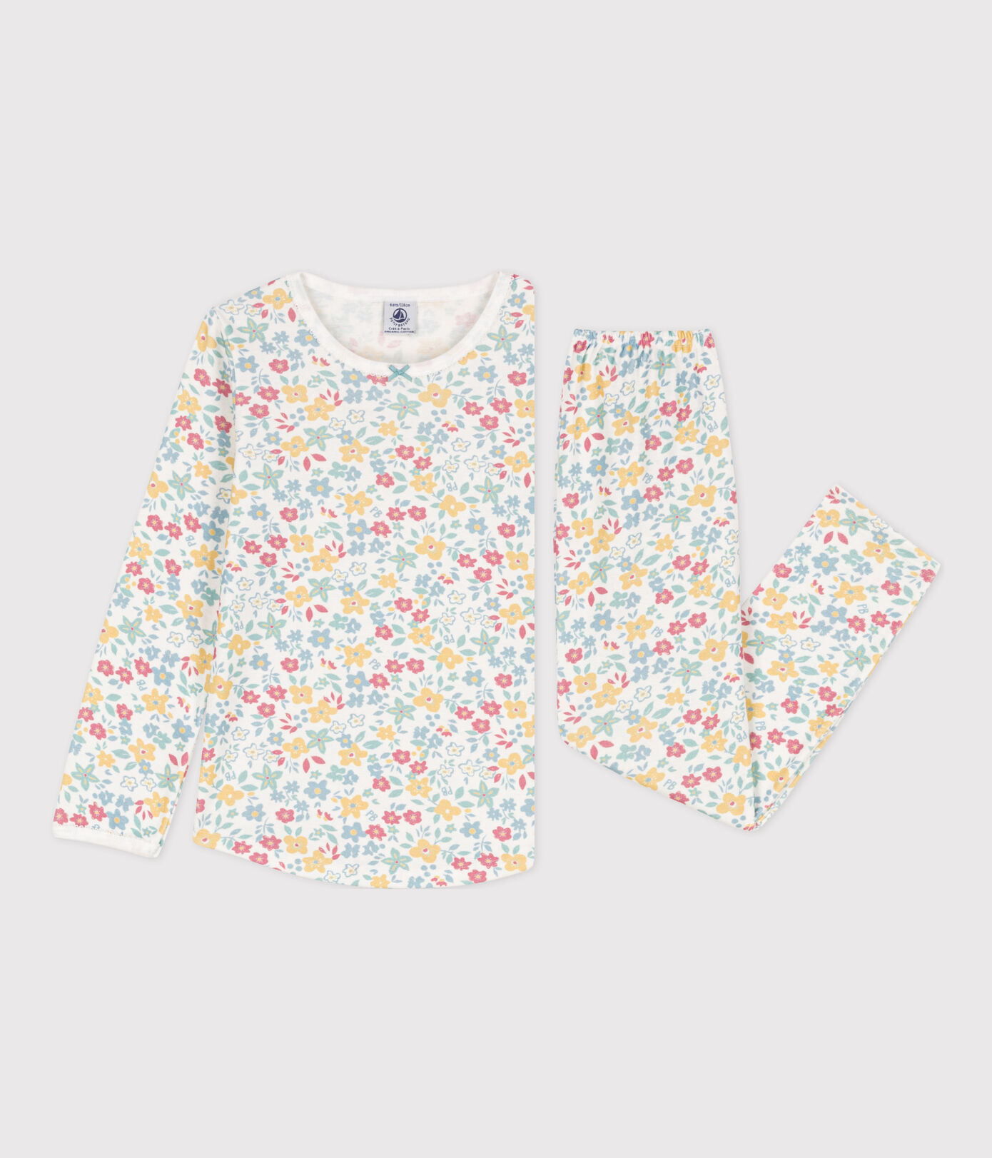 Pyjama fleurs en coton petite fille