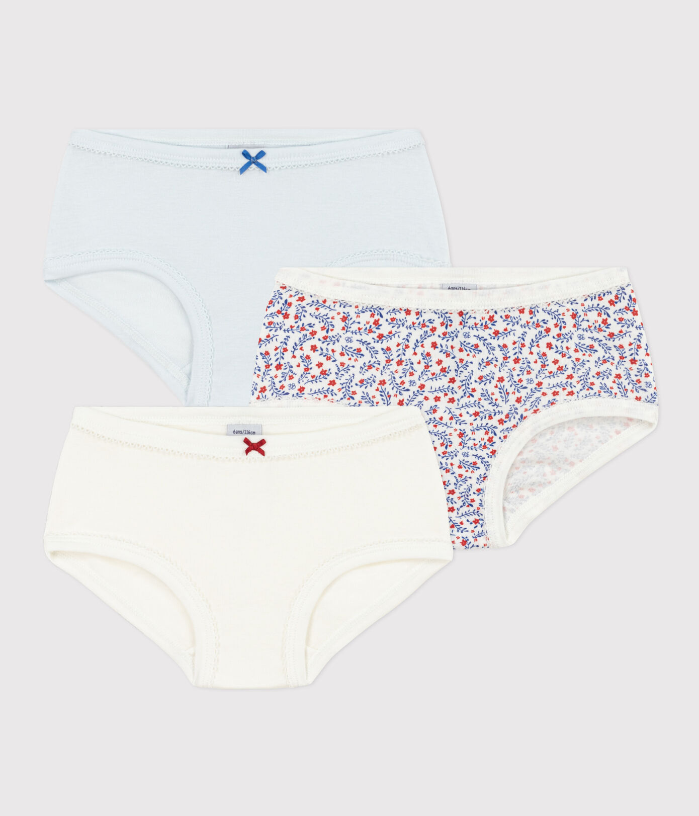 Lot de 3 culottes fleurs en coton petite fille