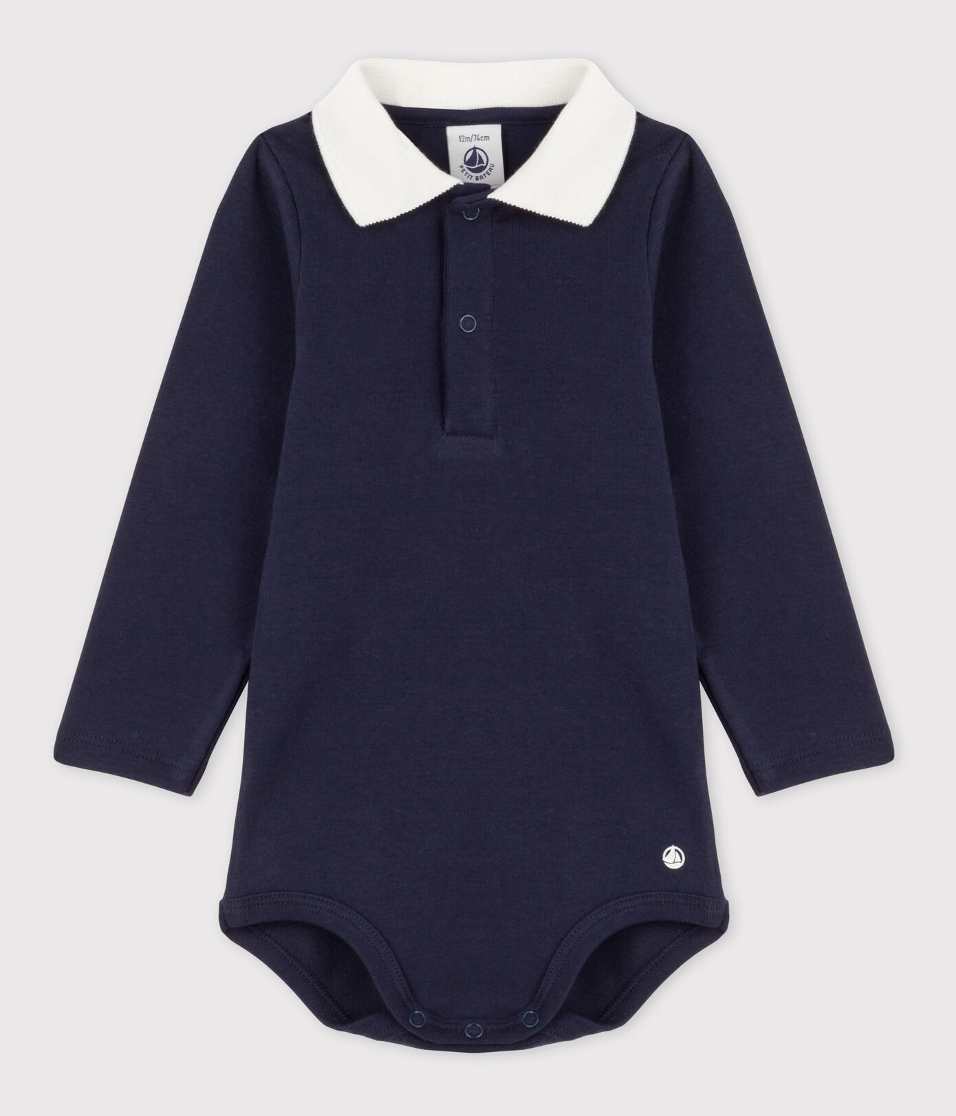 Body manches longues bébé col polo en coton