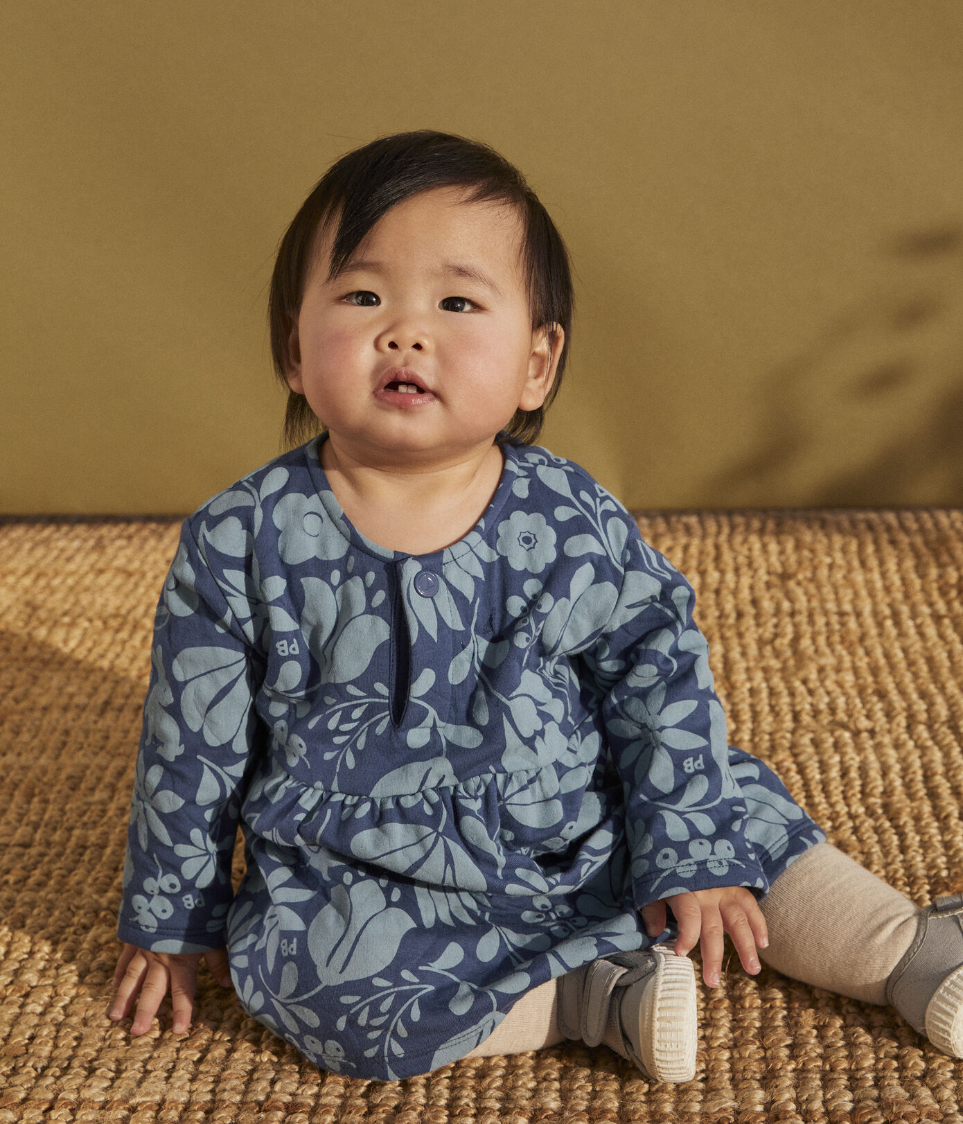 Robe manches longues bébé imprimée en tubique matelassé