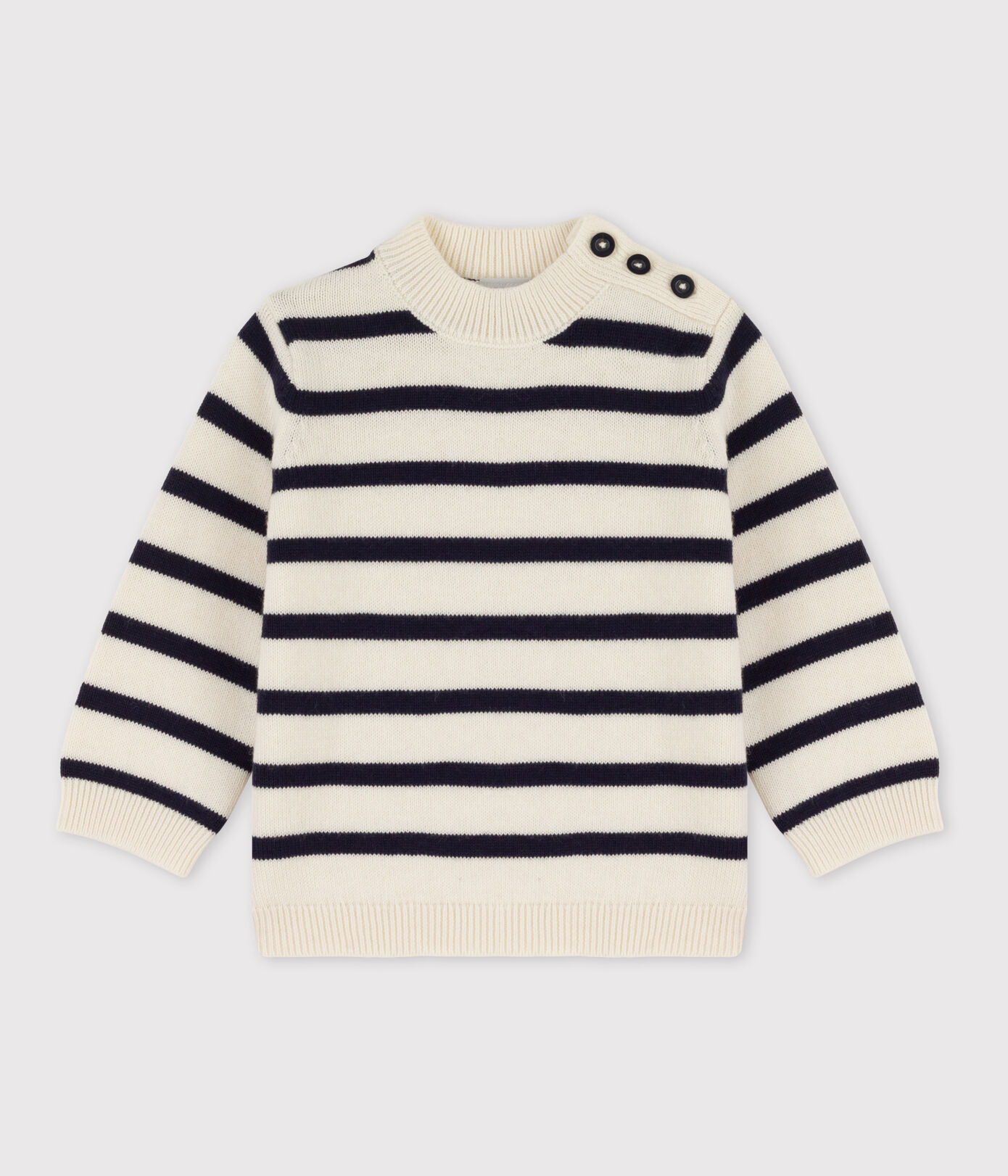Pull bébé en laine et coton rayé marinière