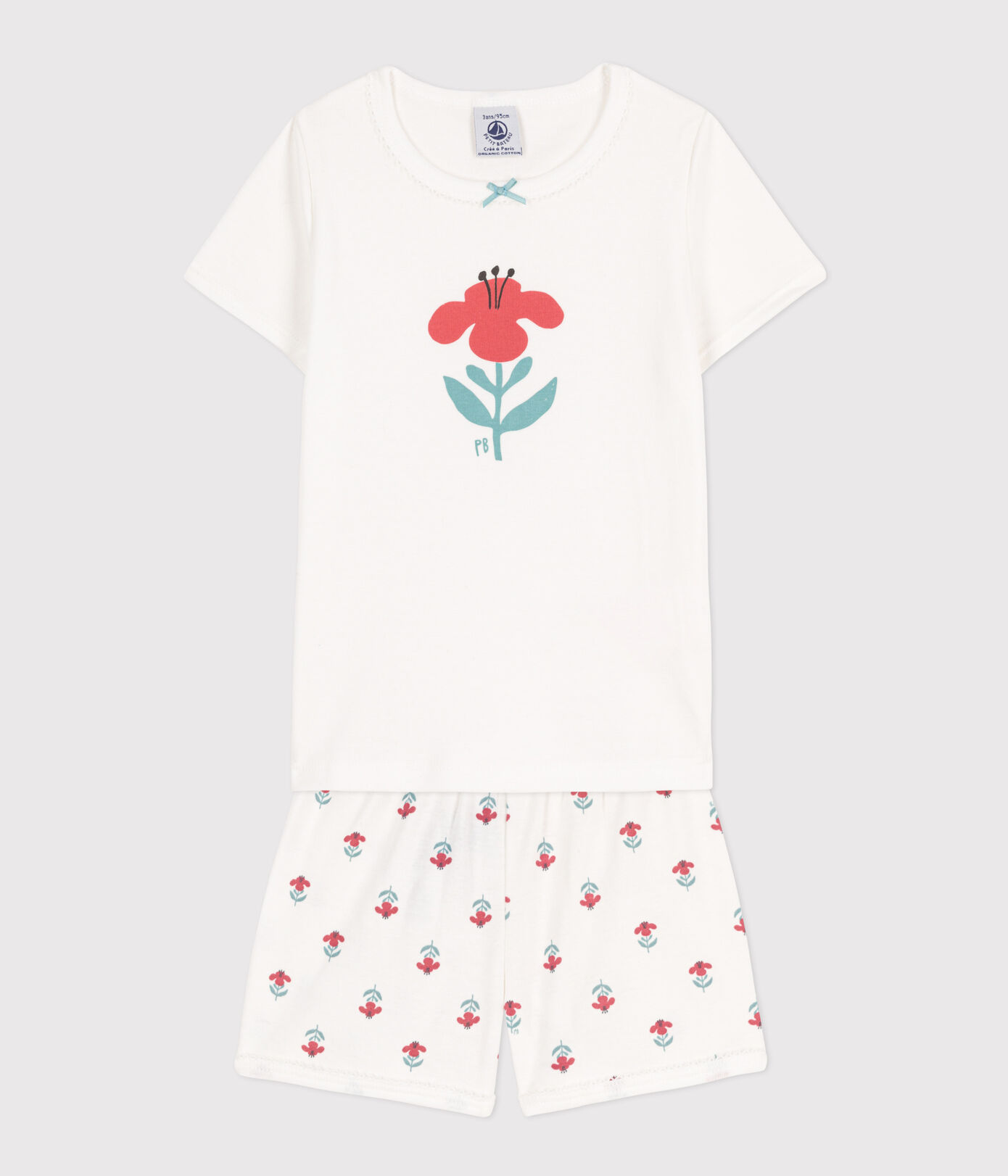 Pyjacourt fleurs en coton petite fille