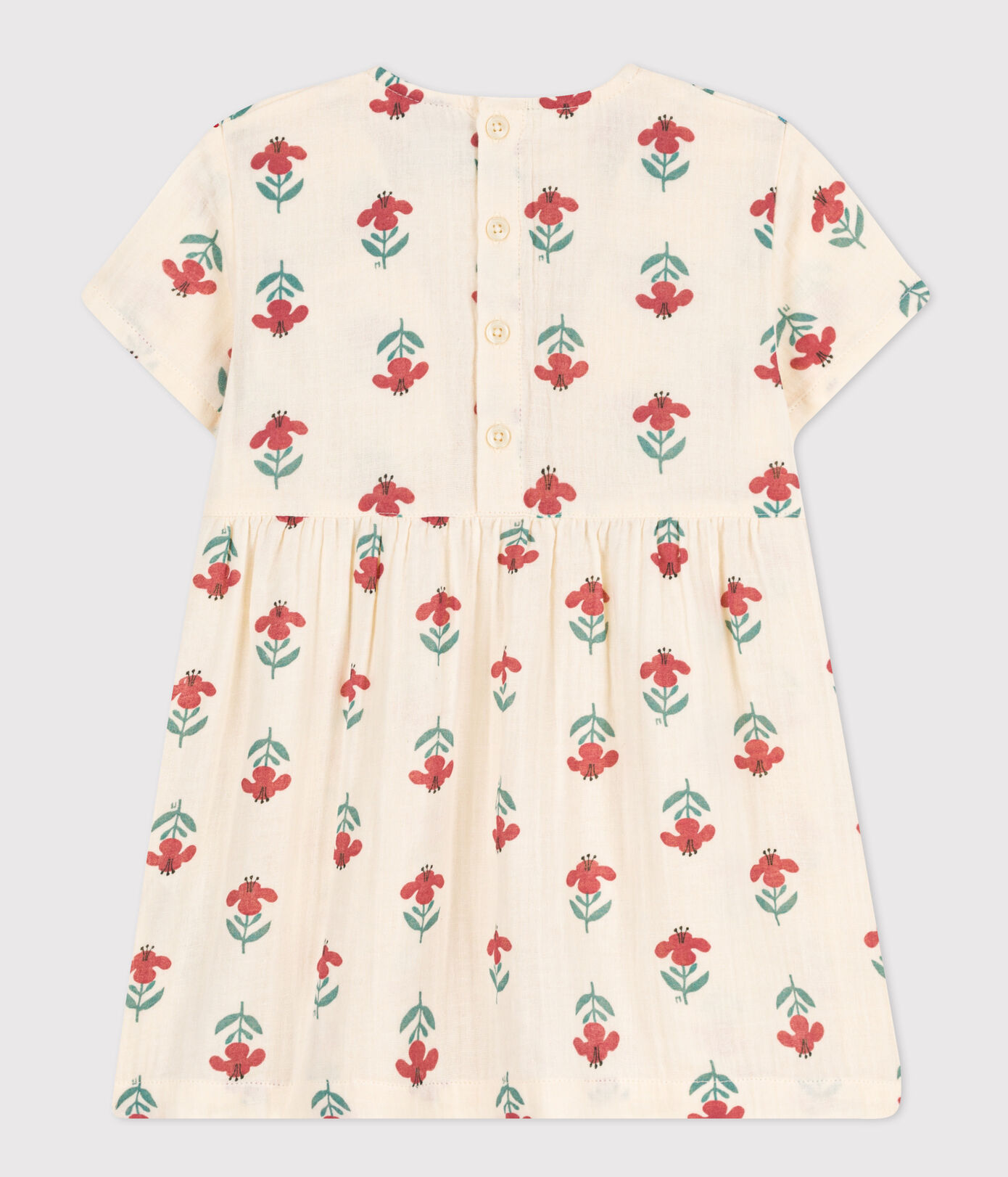 Robe manches courtes bébé en gaze de coton imprimée