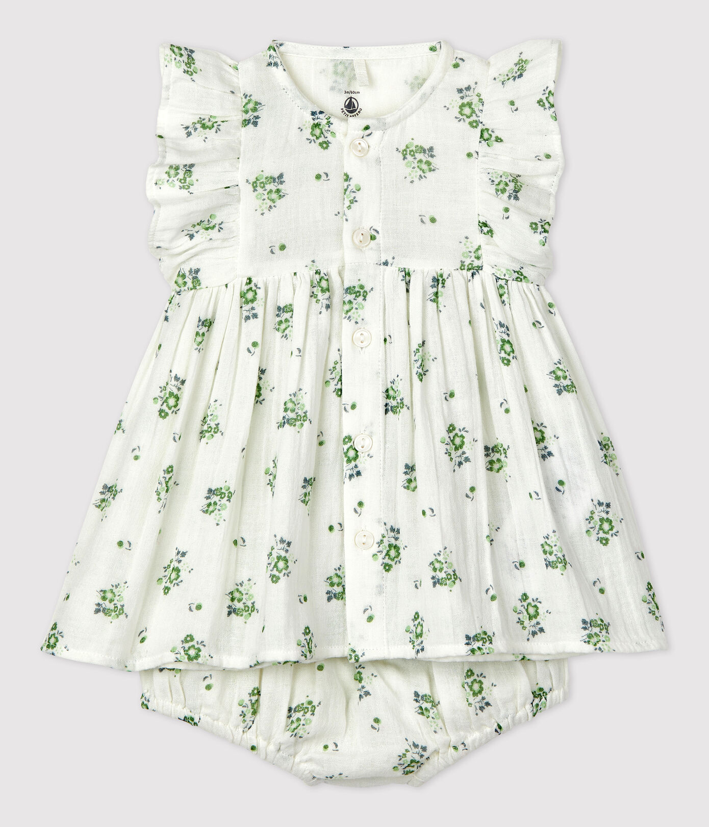 Robe avec bloomer imprimé fleuri en gaze de coton bio bébé