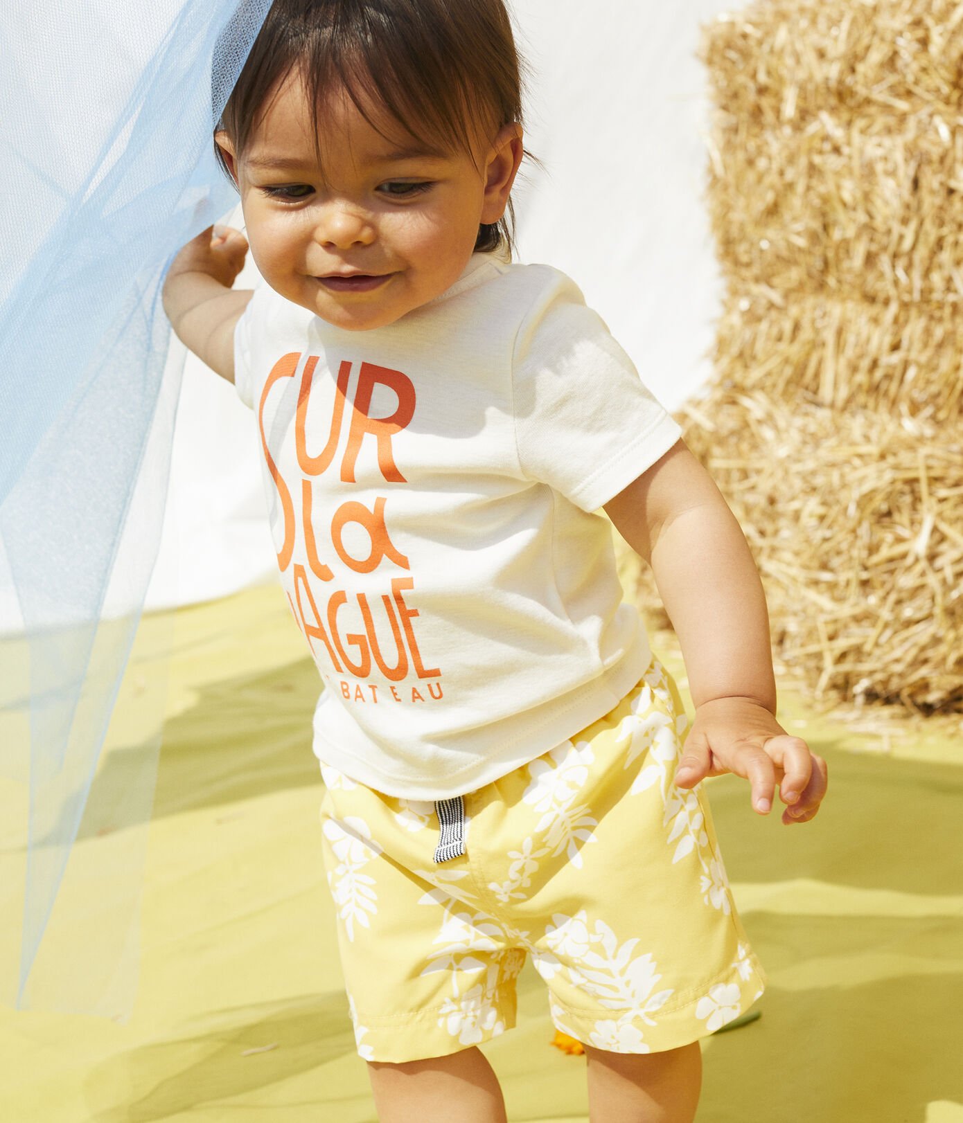 Tee-shirt manches courtes avec motif en coton bébé