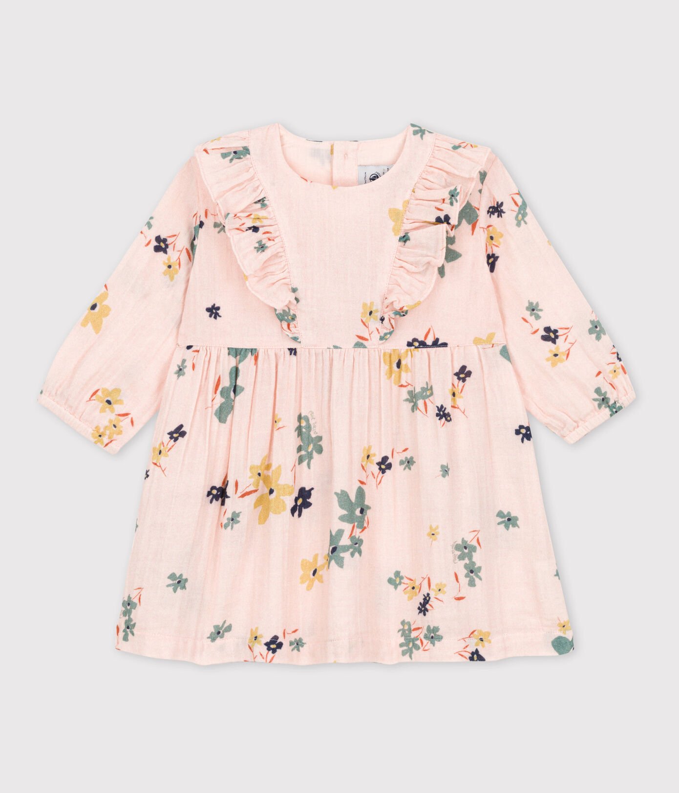 Robe manches longues bébé en gaze de coton imprimée