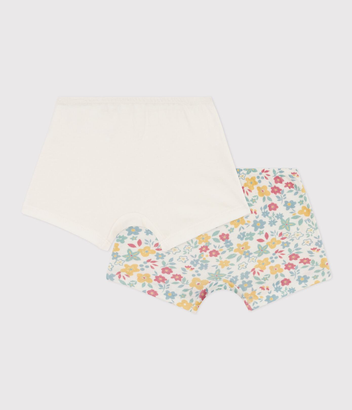 Lot de 2 shorties fleurs en coton petite fille