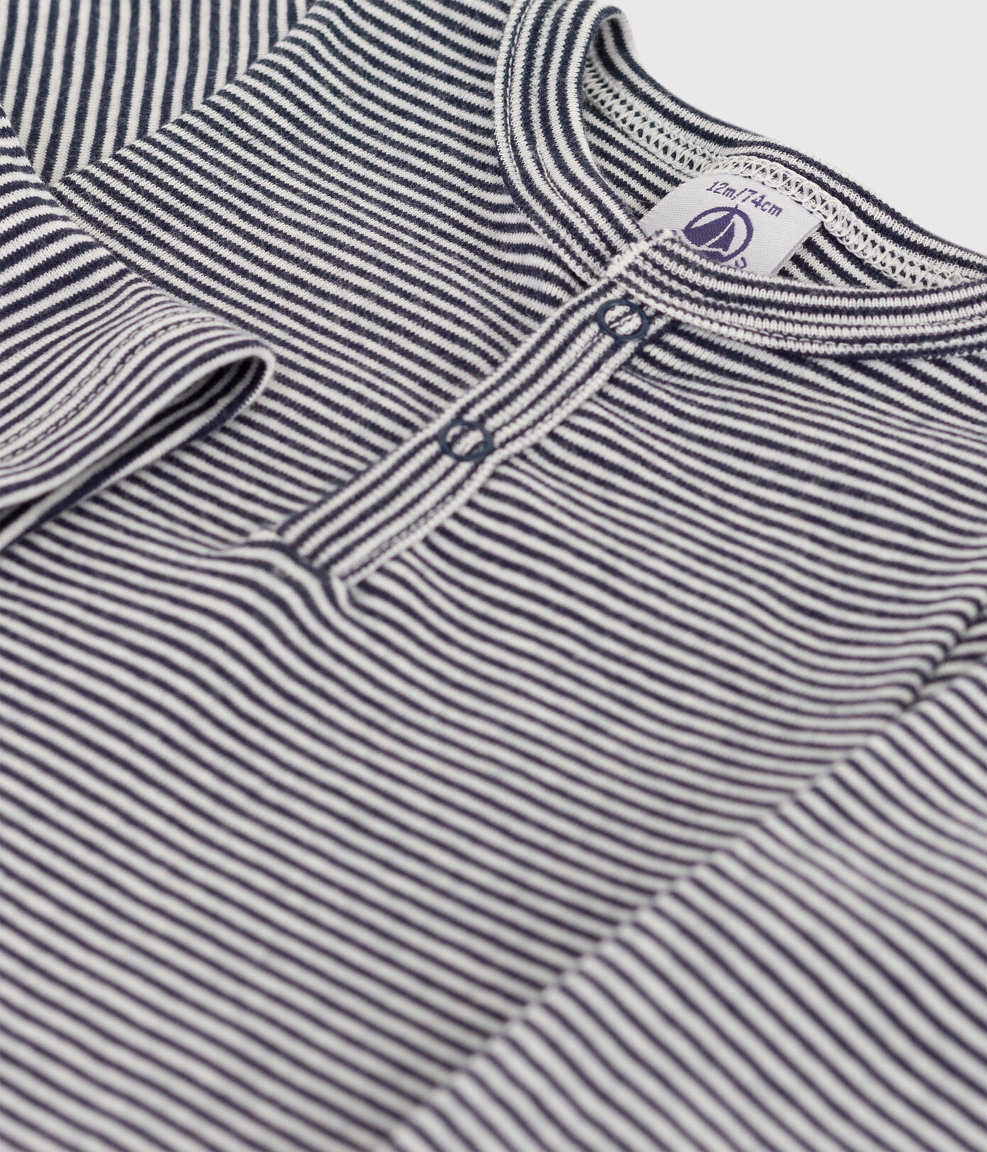 Body manches longues bébé rayé col tunisien en coton