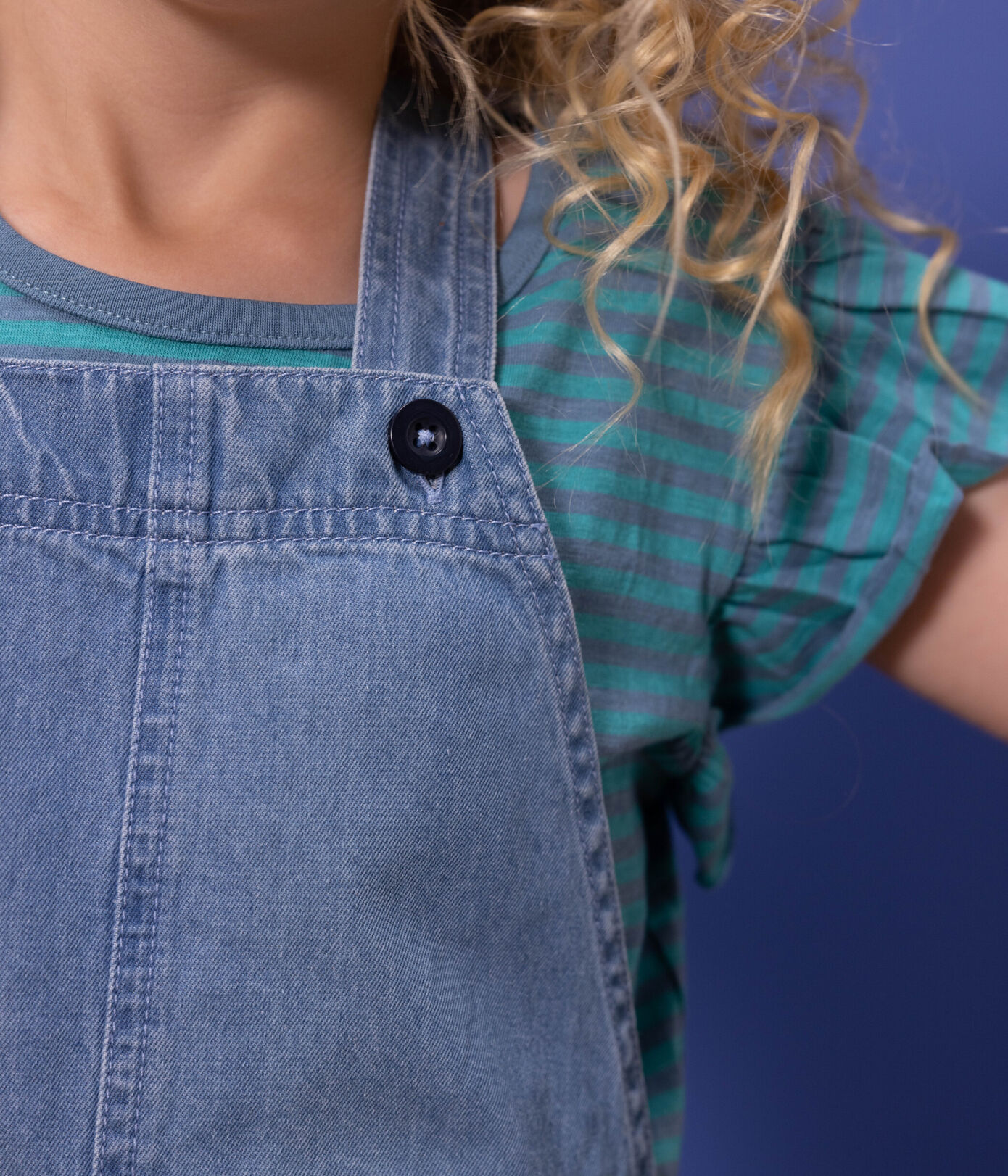 Robe salopette en denim léger enfant fille