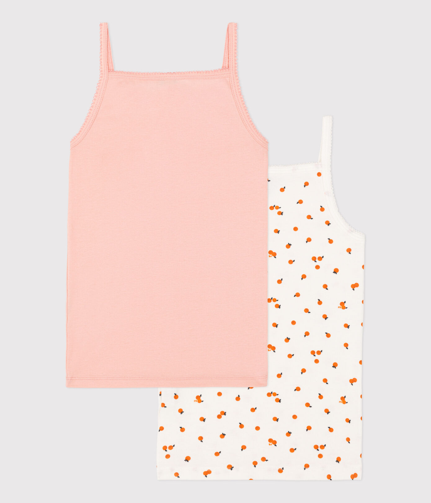Lot de 2 chemises à bretelles orangettes en coton petite fille