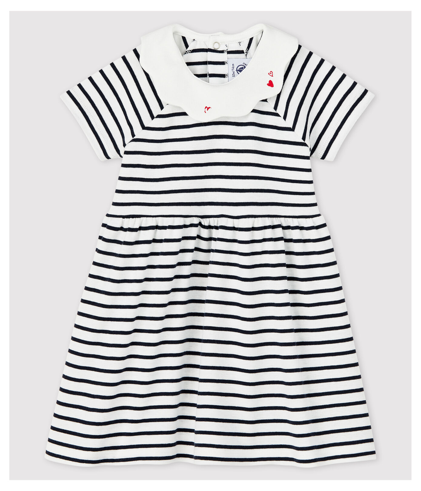 Robe manches courtes en cte rayé bébé fille