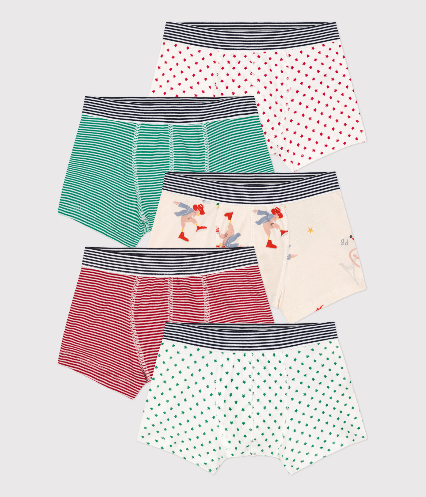 Lot de 5 boxers petit garon en coton dont un phosphorescent