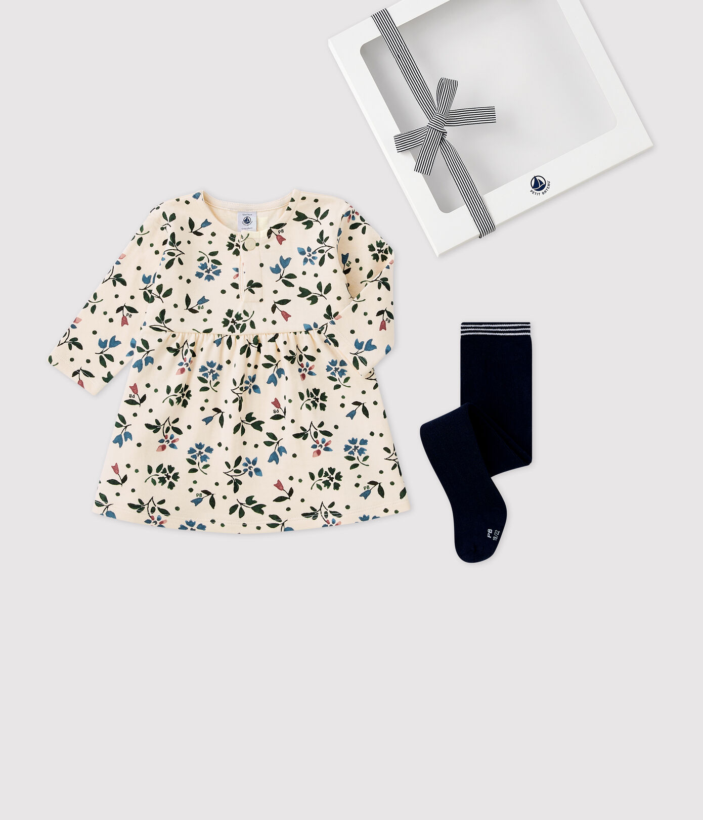 Coffret cadeau bébé robe et collants