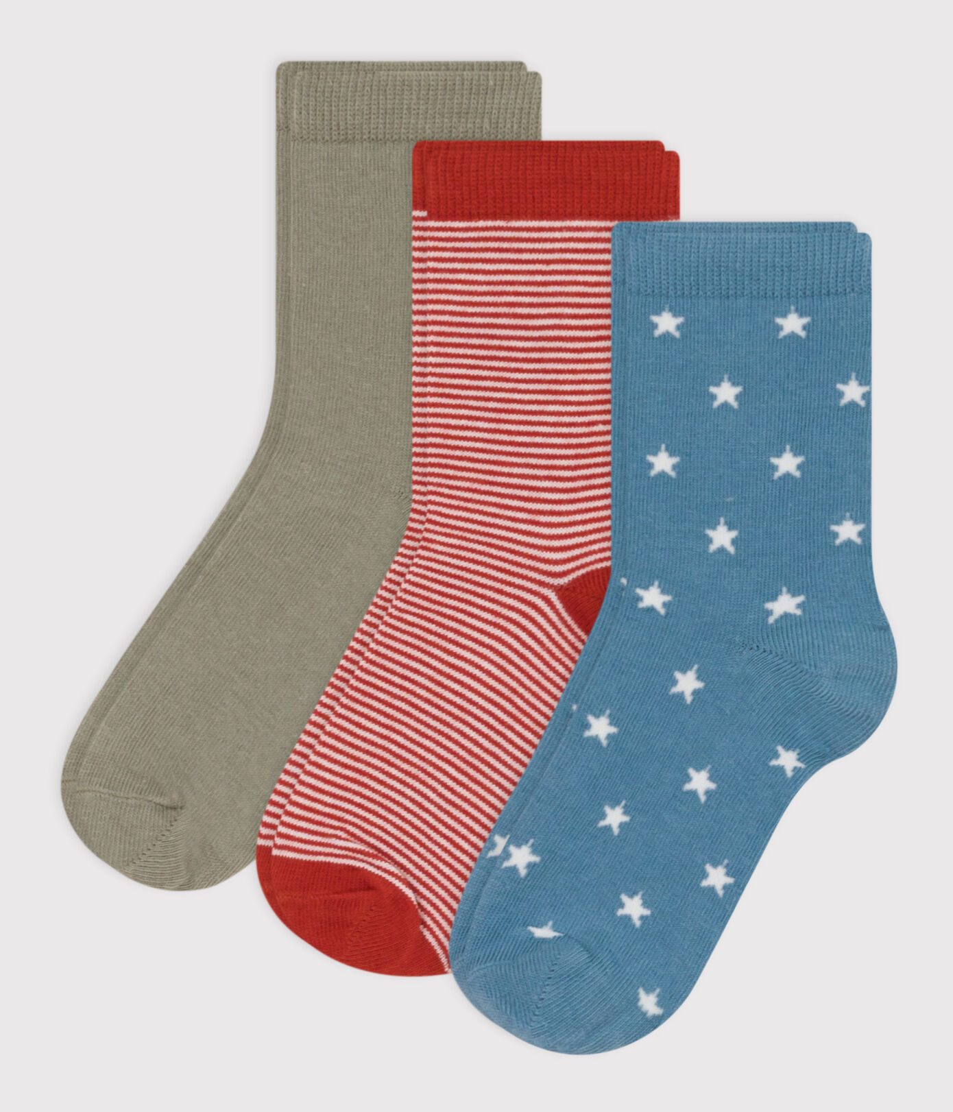 Lot de 3 paires de chaussettes étoiles en jersey de coton enfants