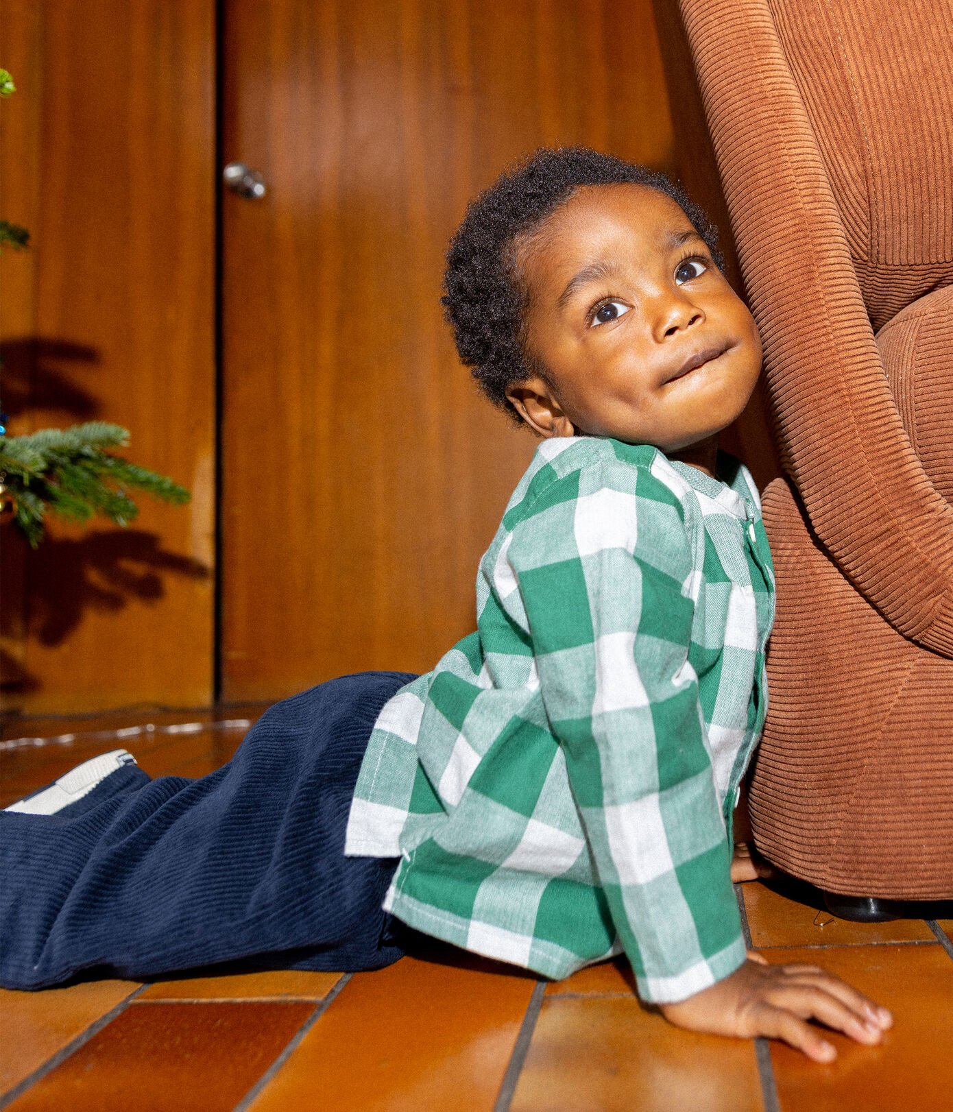 Chemise manches longues bébé à carreaux en flanelle
