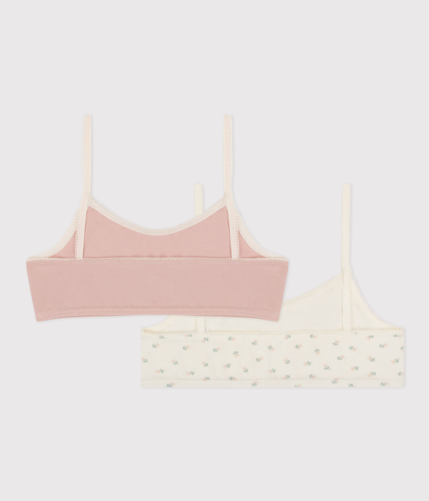 Lot de 2 brassières fleurs en coton et élasthanne petite fille