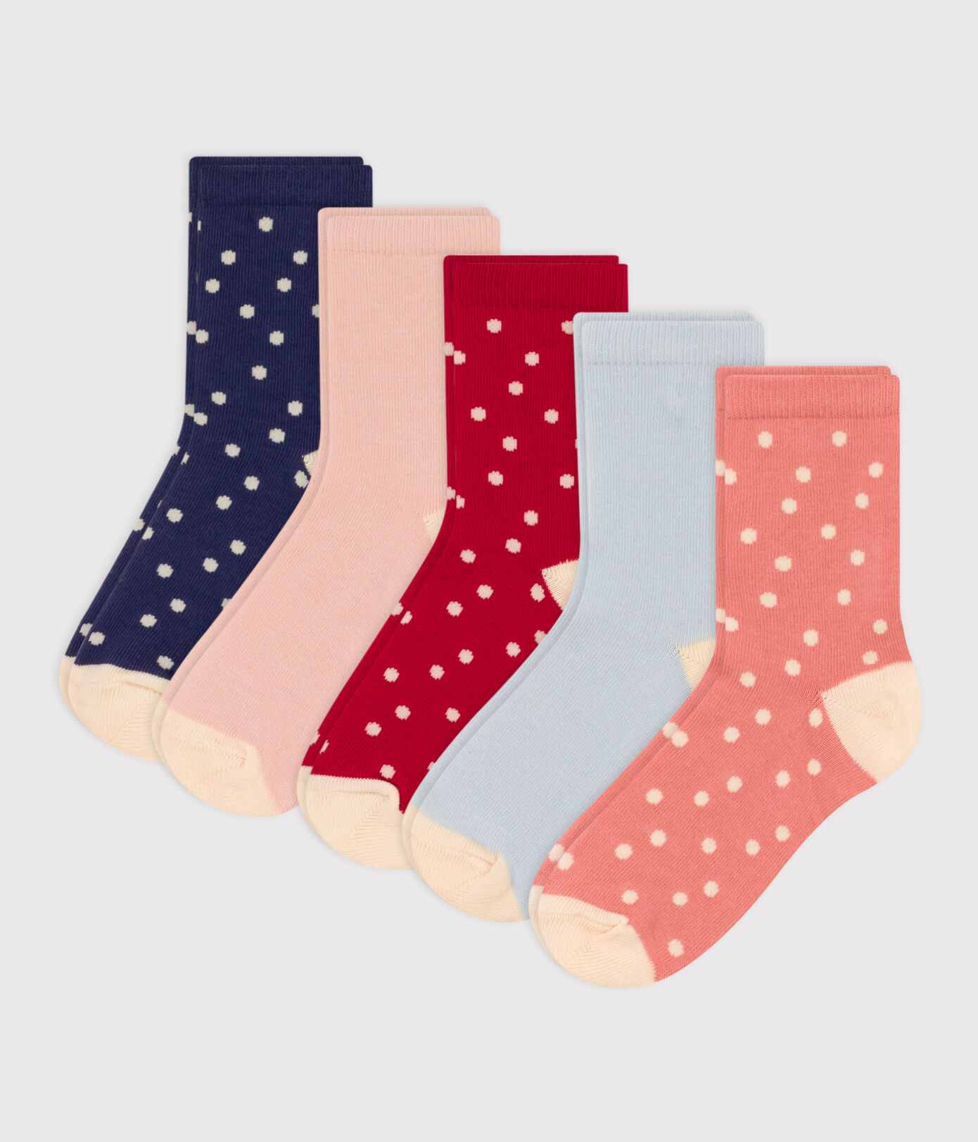 Lot de 5 paires de chaussettes pos en jersey de coton enfants