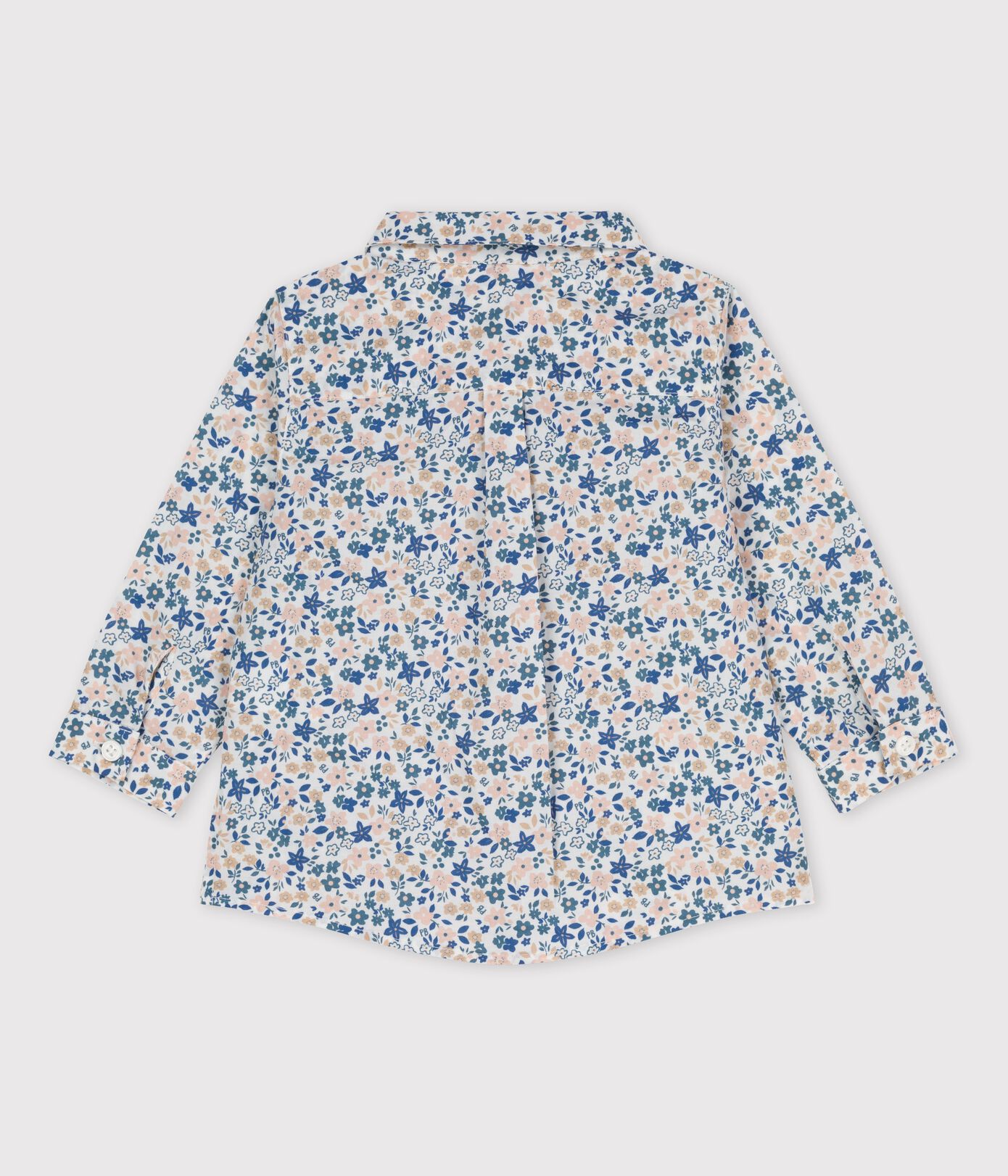 Chemise manches longues bébé imprimée fleuri en popeline