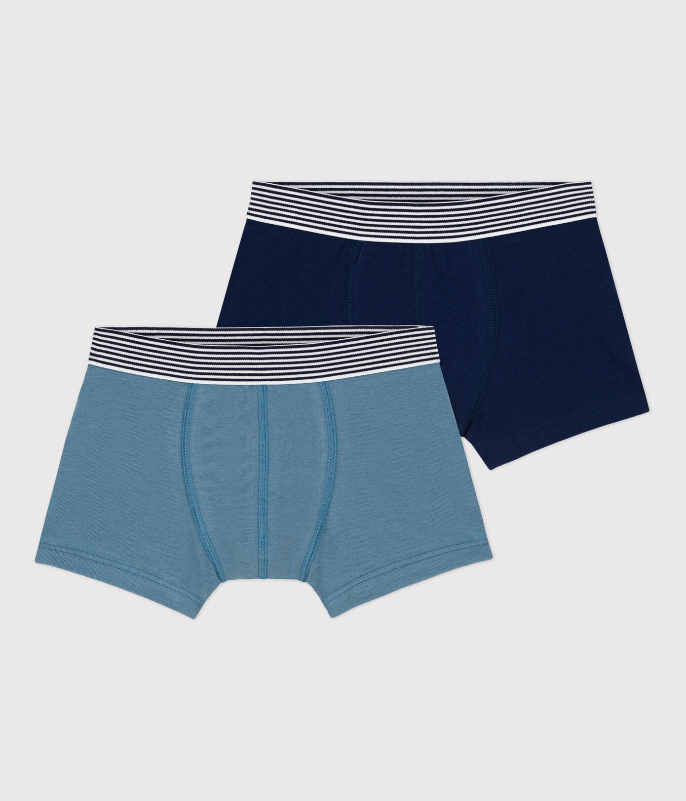 Lot de 2 boxers unis petit garon en coton et élasthanne