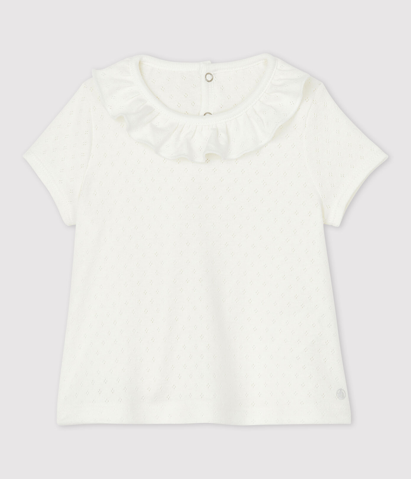 Blouse ajourée manches courtes en coton bébé fille