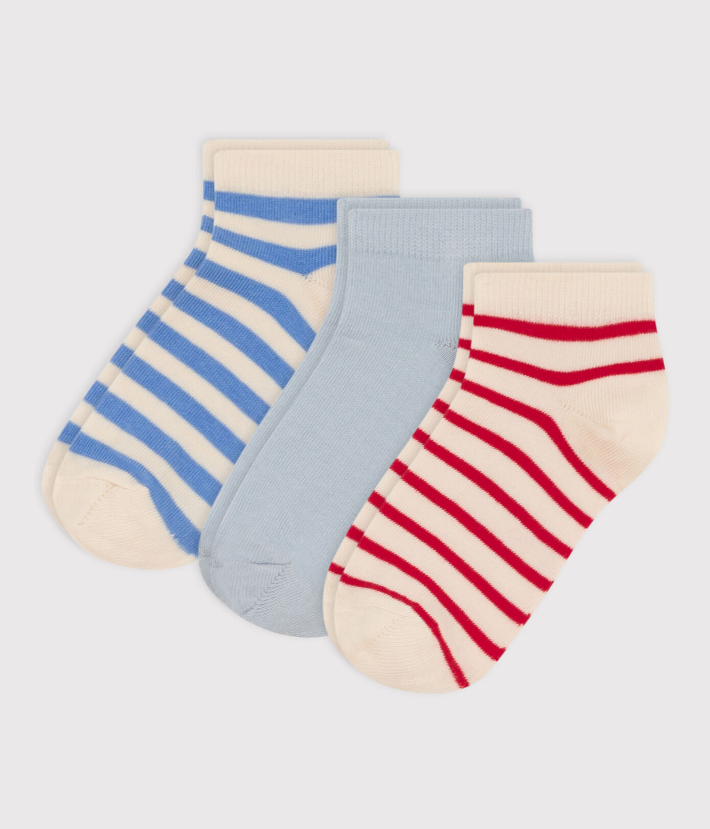 Lot de 3 paires de chaussettes rayures en jersey de coton enfants