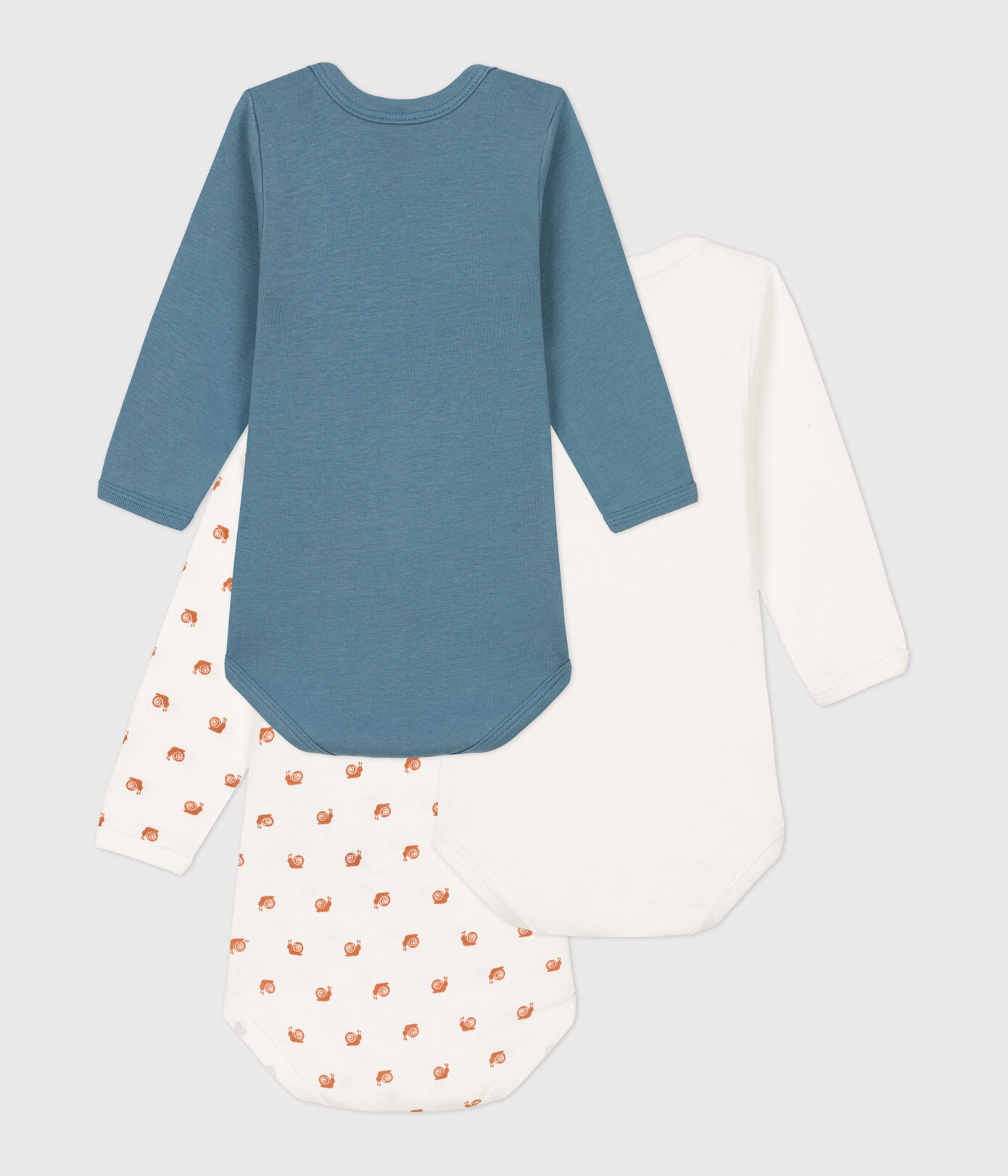 Lot de 3 bodies manches longues escargot bébé en coton