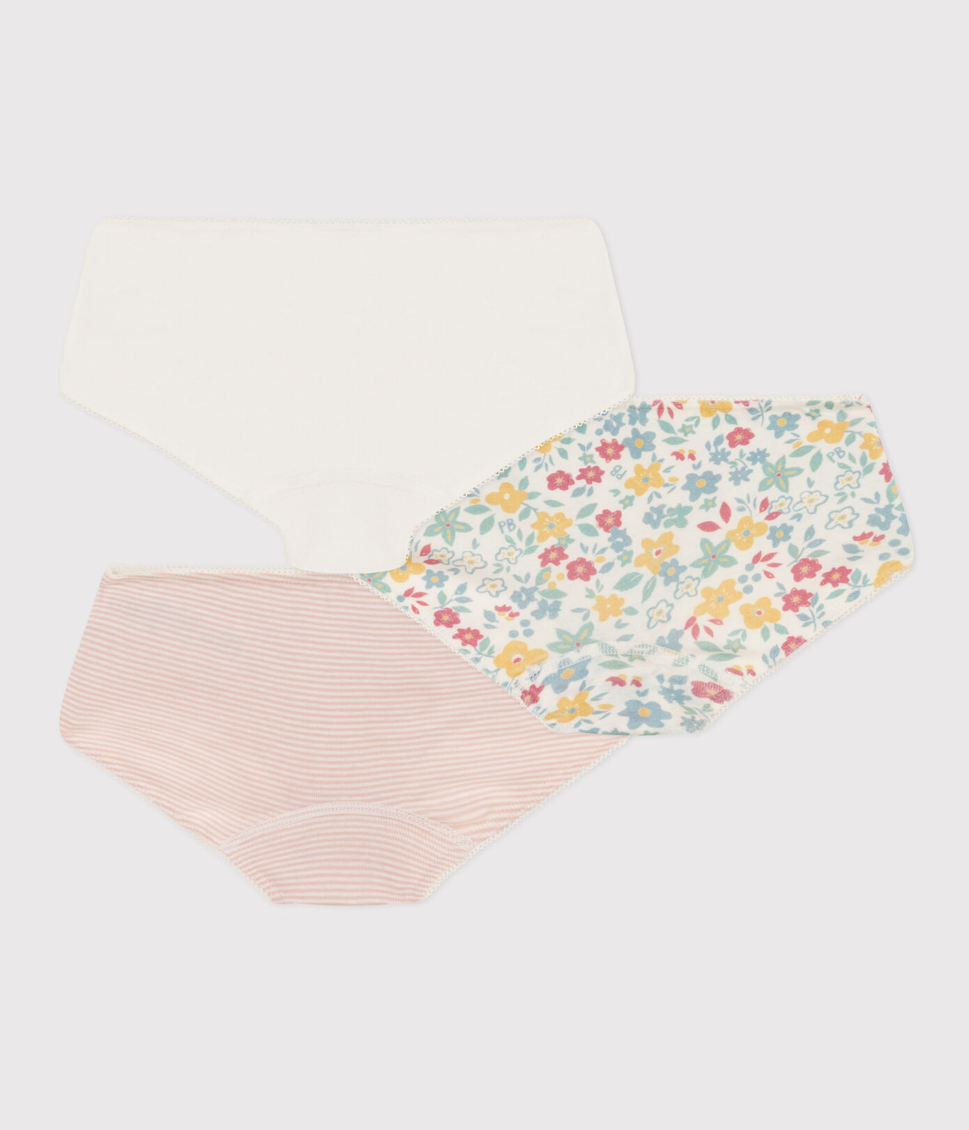 Lot de 3 shorties fleurs en coton petite fille