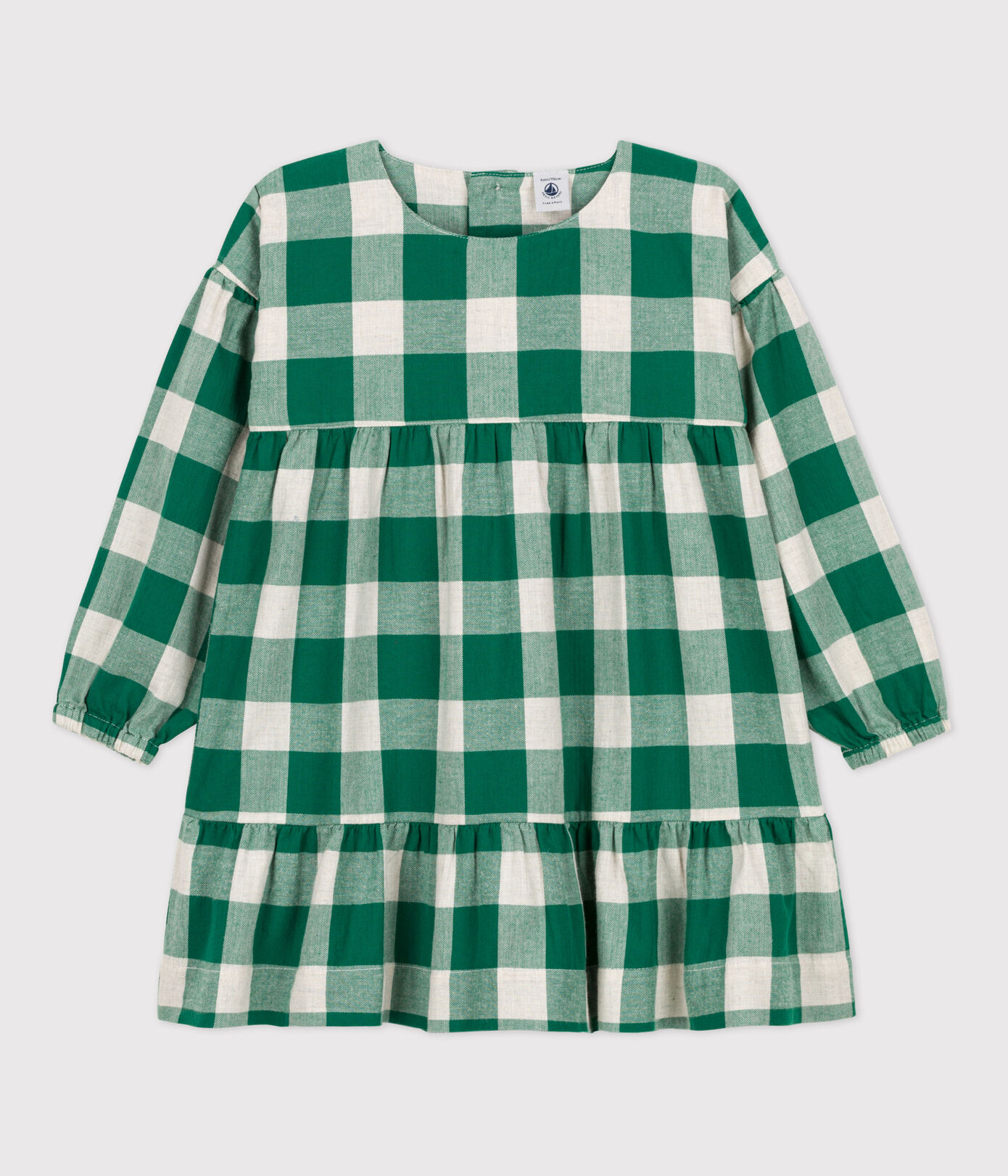 Robe à carreaux manches longues en flanelle enfant fille