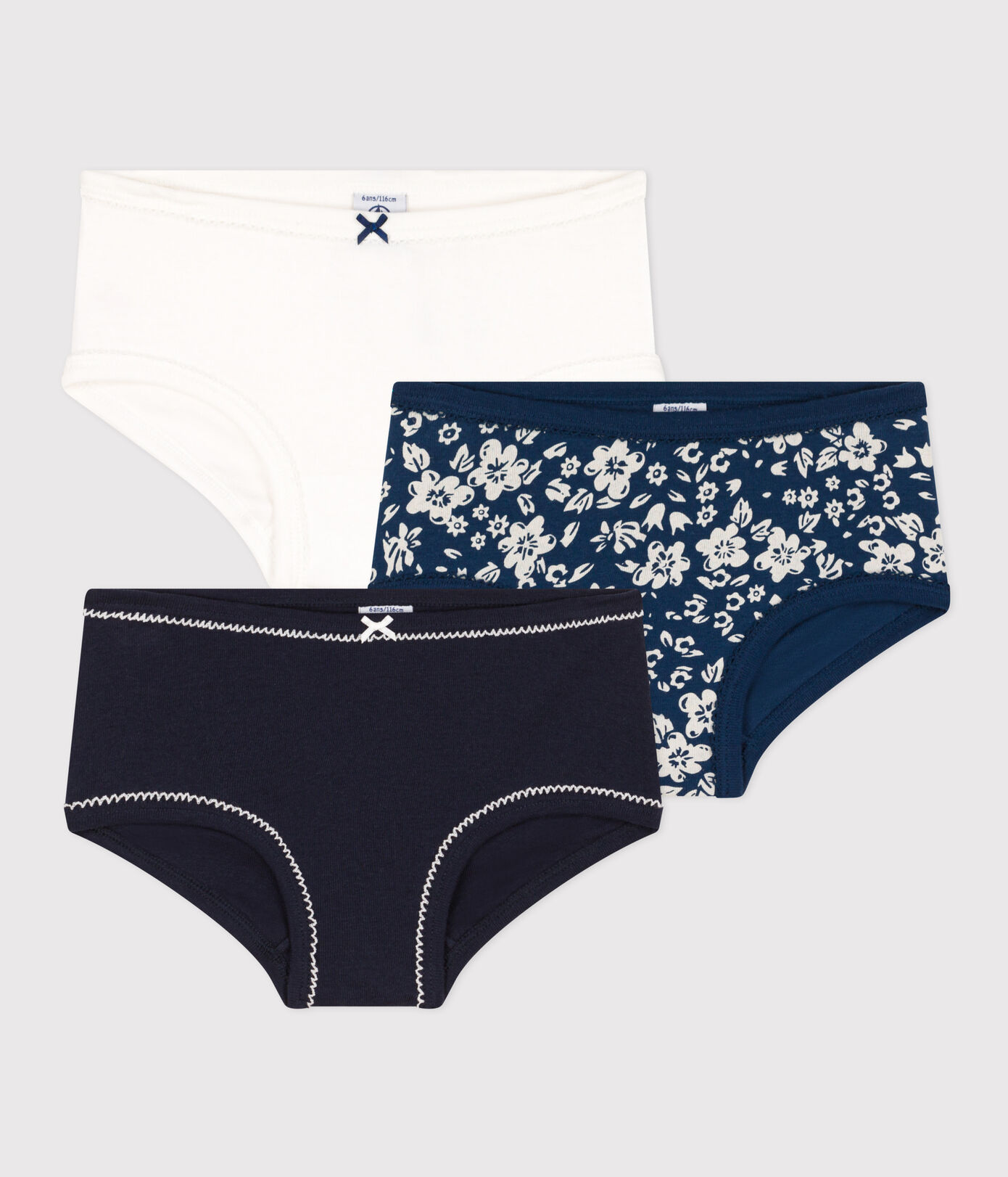 Lot de 3 culottes fleur en coton petite fille