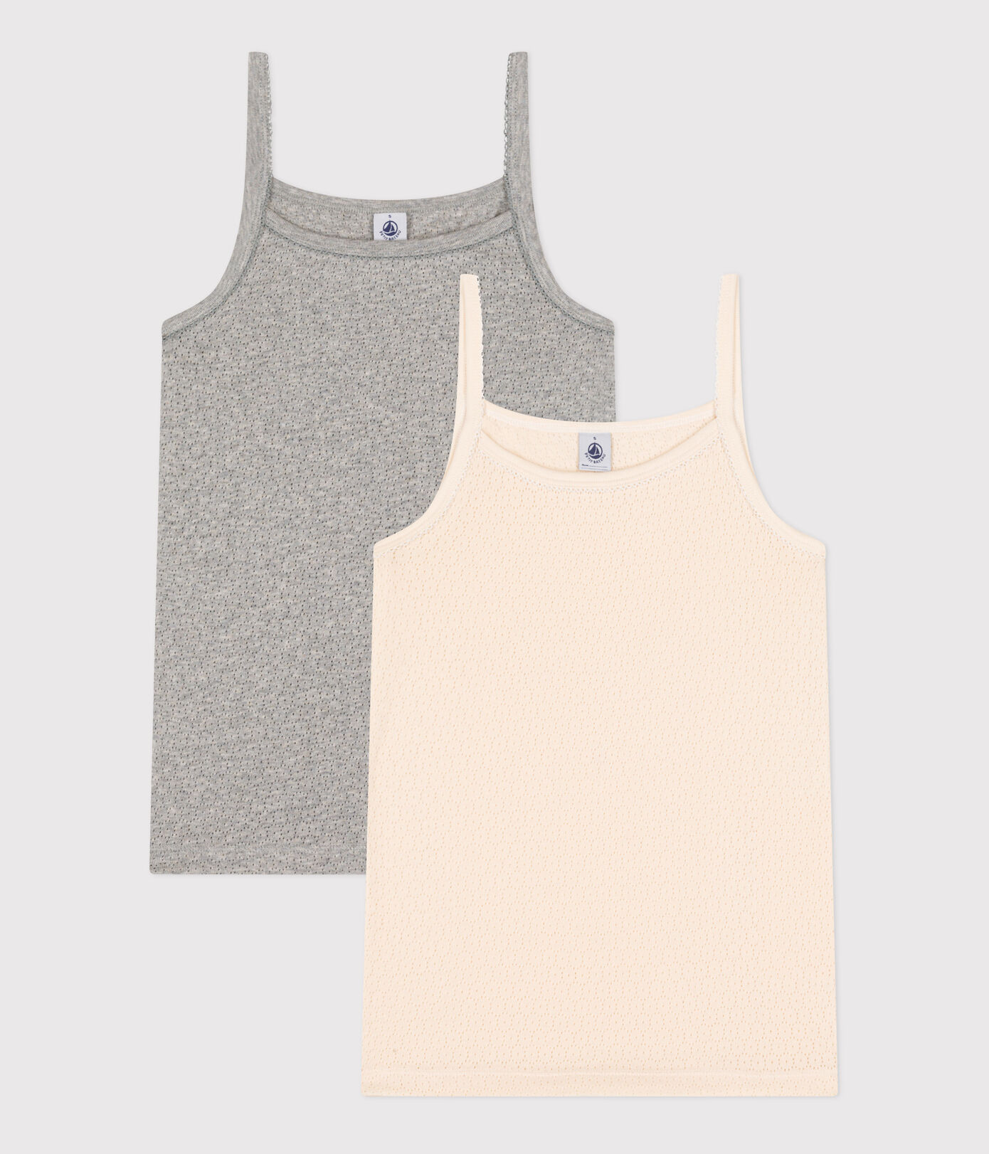 Lot de 2 chemises à bretelles en coton ajouré femme