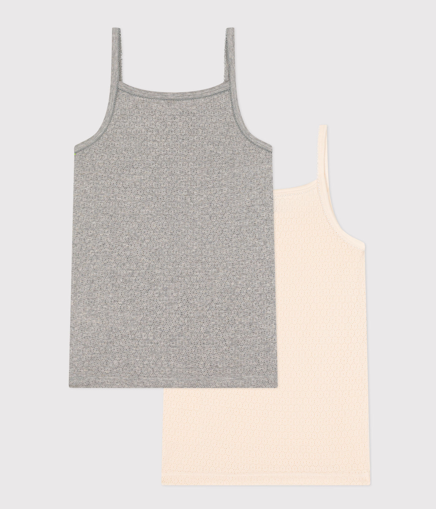 Lot de 2 chemises à bretelles en coton ajouré femme