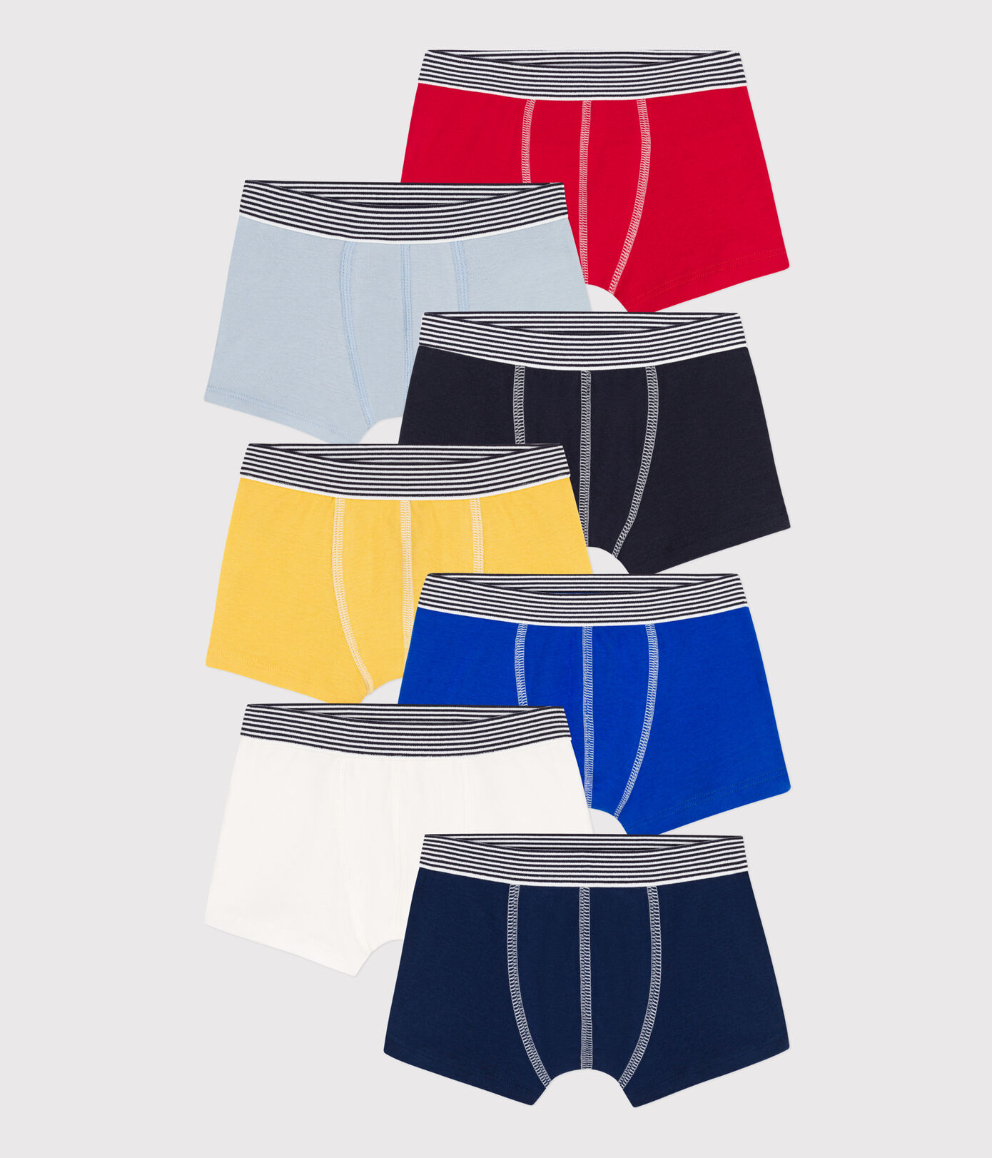 Lot de 7 boxers unis en coton petit garon