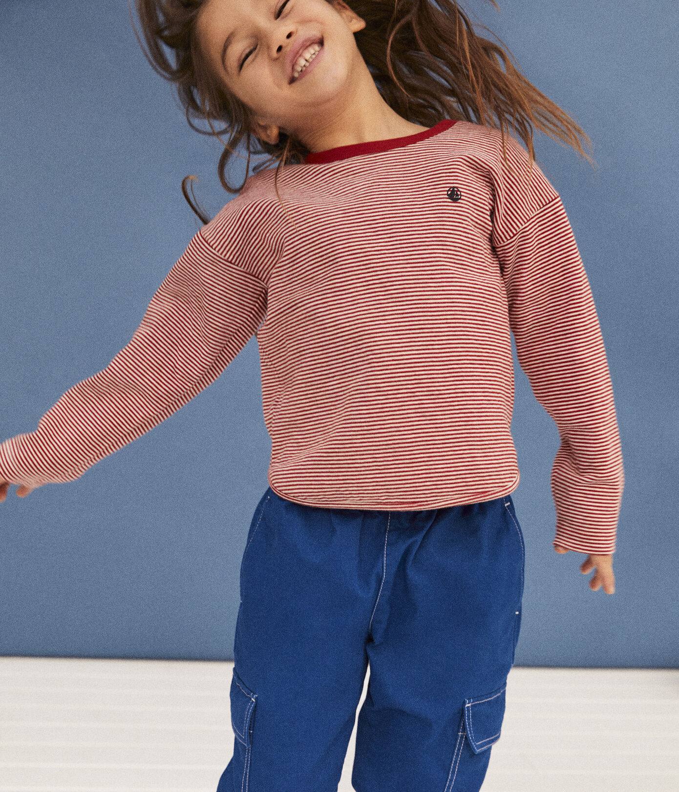 Tee-shirt manches longues en tubique enfant fille / garon