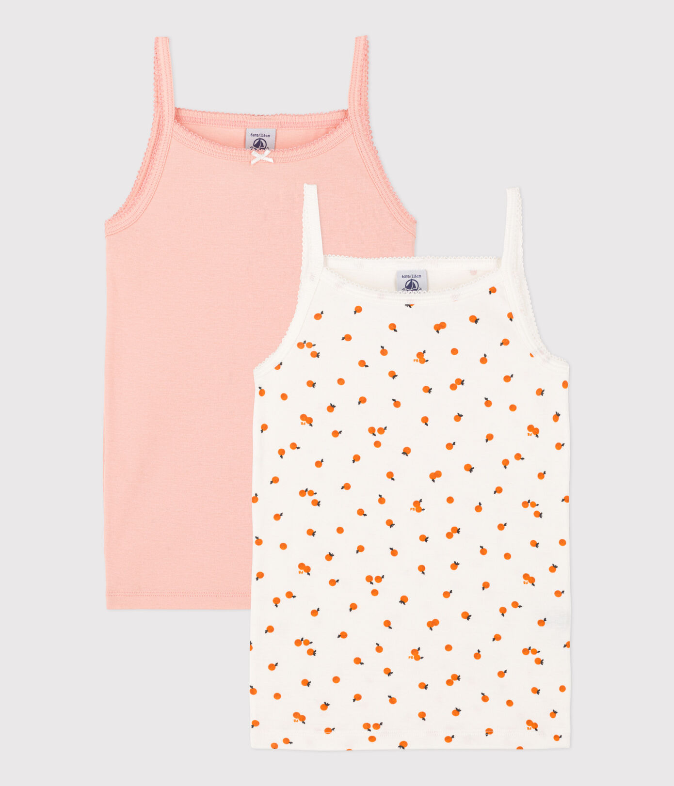 Lot de 2 chemises à bretelles orangettes en coton petite fille