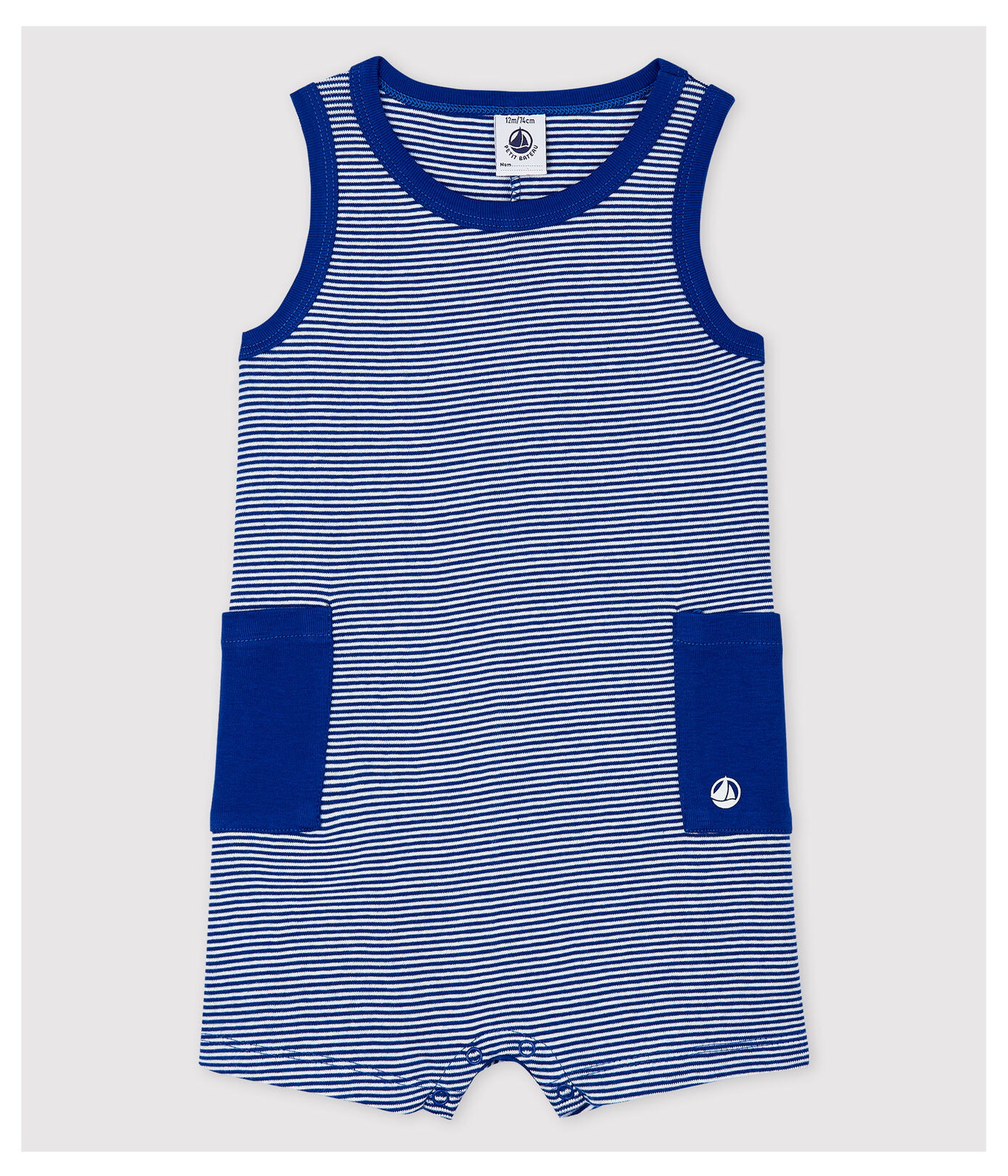 Combinaison courte en cte rayé bébé garon